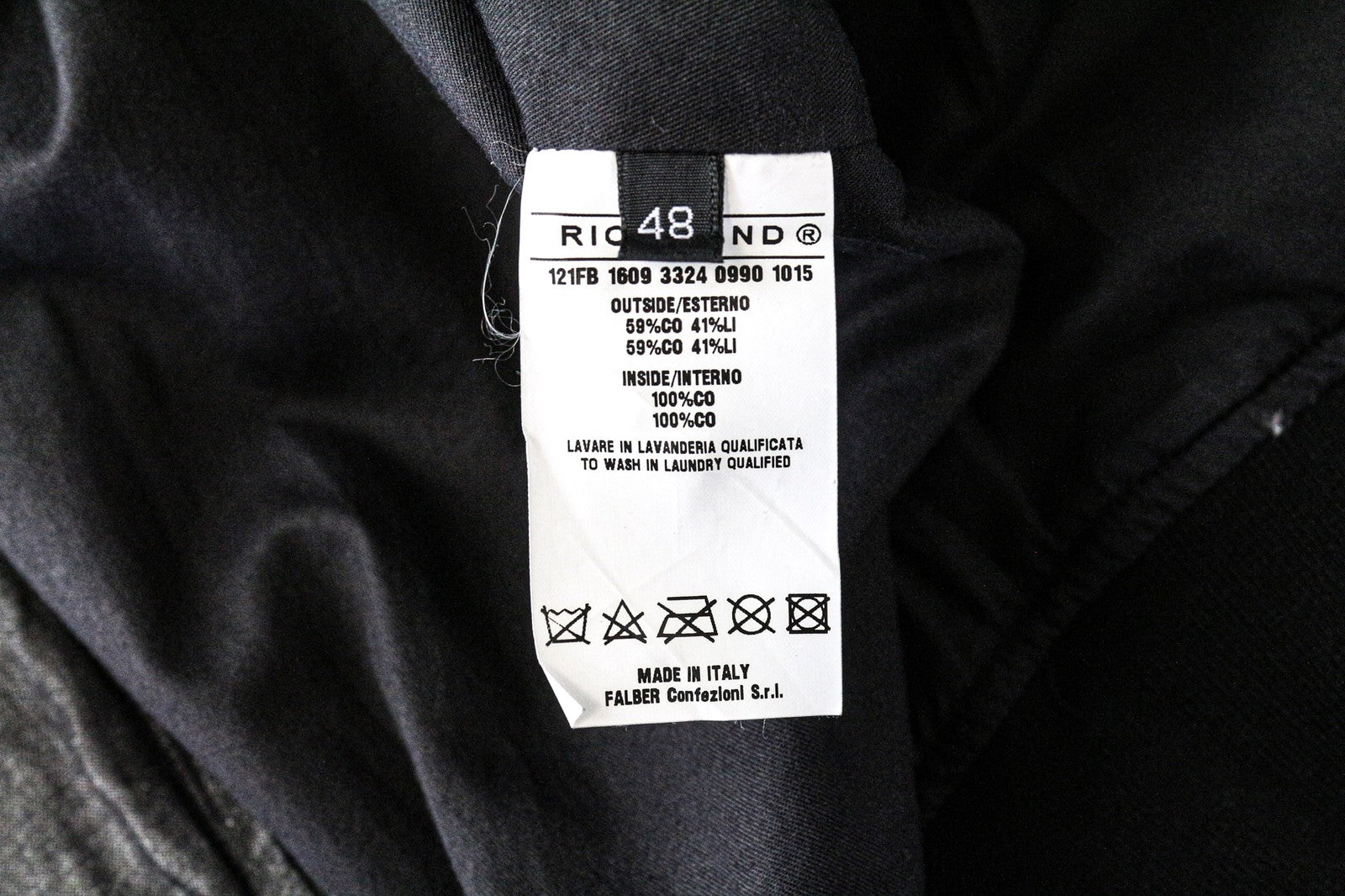 RICHMOND Men's Jacket IT48 Black High Neck Linen Cotton Blend Designer Style