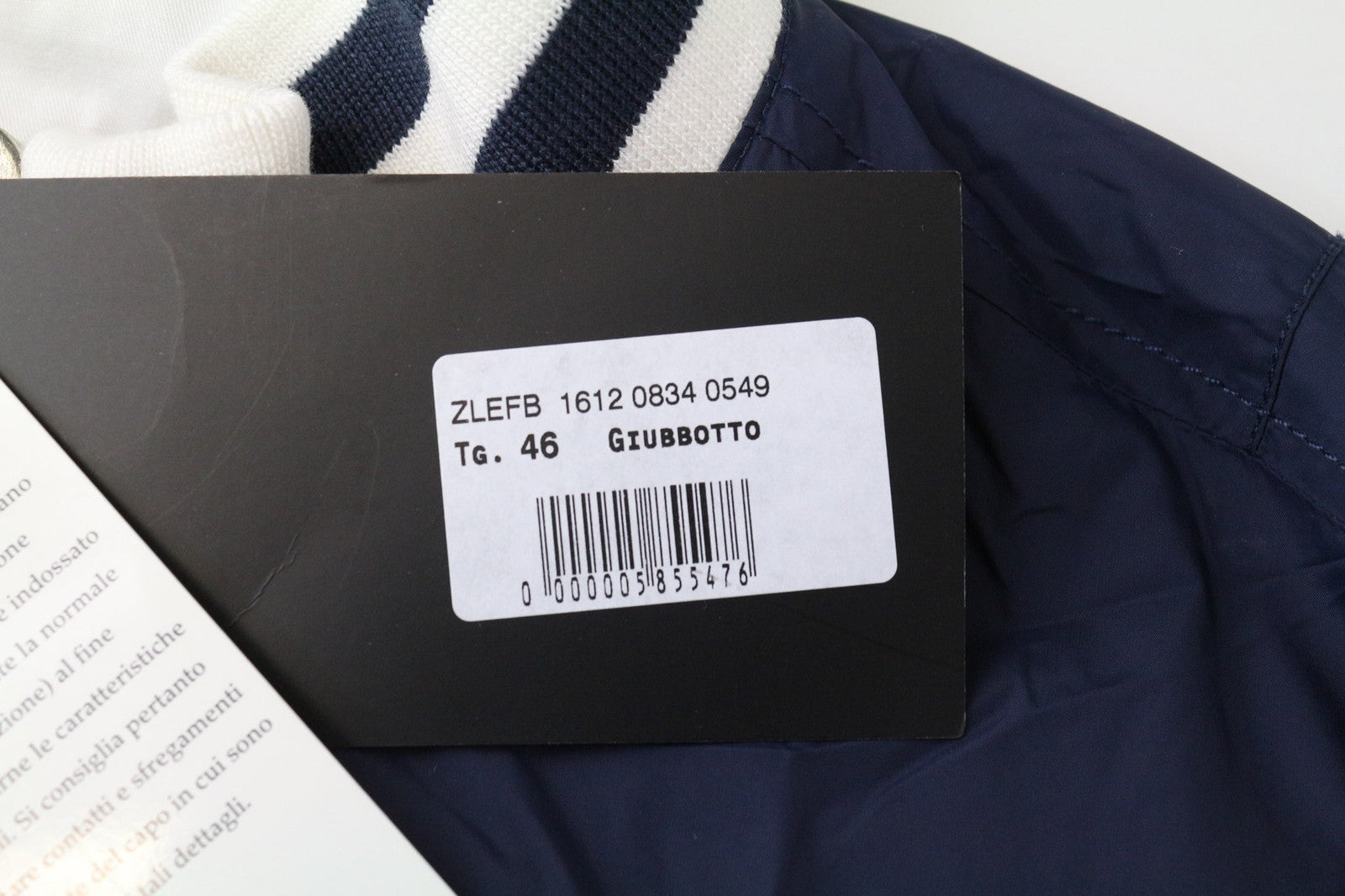 RICHMOND Men's Jacket IT46 Navy Blue Baseball Ribbed Lined Designer High Neck