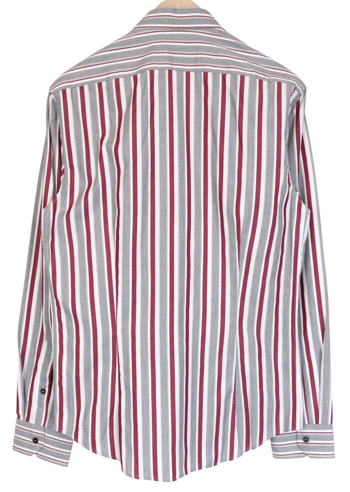 RICHMOND Men's Shirt IT48 Grey Striped Cotton Embroidered Logo Casual Button