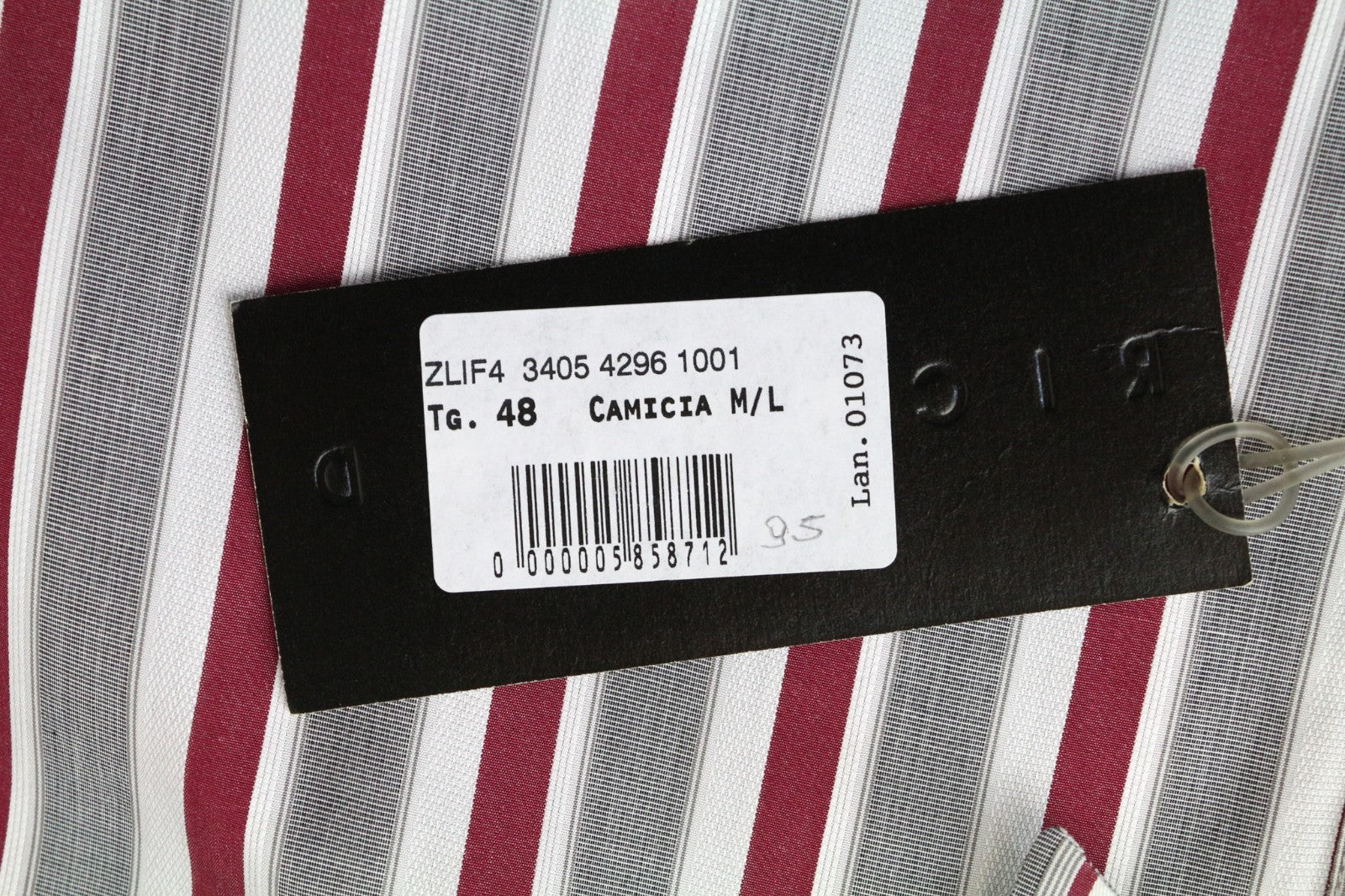 RICHMOND Men's Shirt IT48 Grey Striped Cotton Embroidered Logo Casual Button