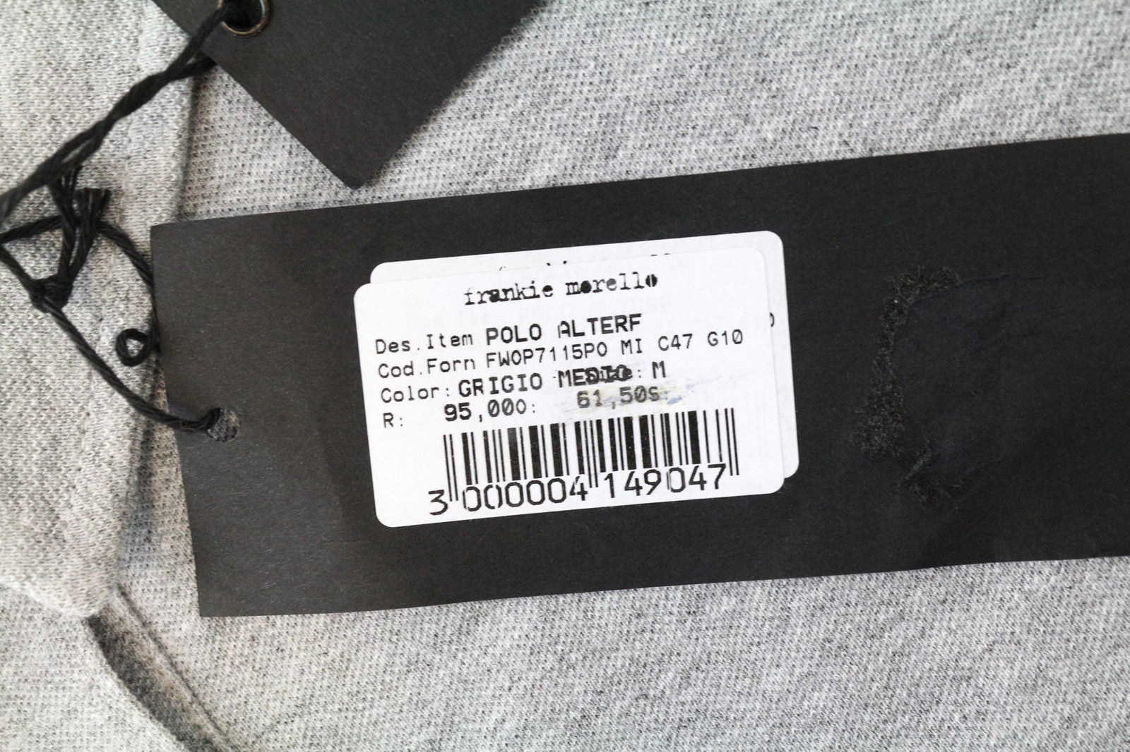 FRANKIE MORELLO Alterf Men's Polo T-Shirt M Grey Cotton Stretch  Short Sleeve