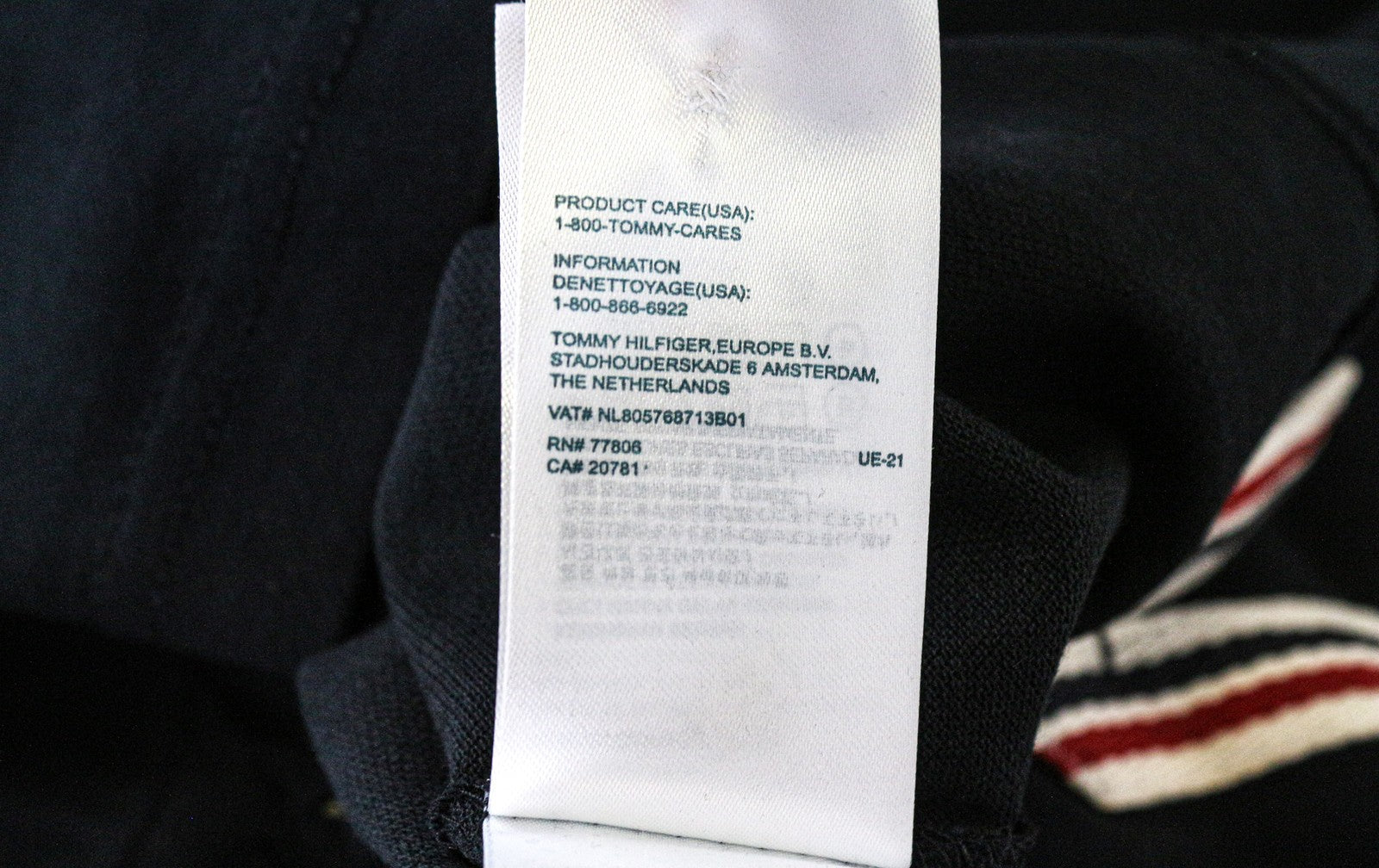 TOMMY HILFIGER DENIM Men's Polo T-Shirt L Black Logo Pure Cotton Short Sleeve