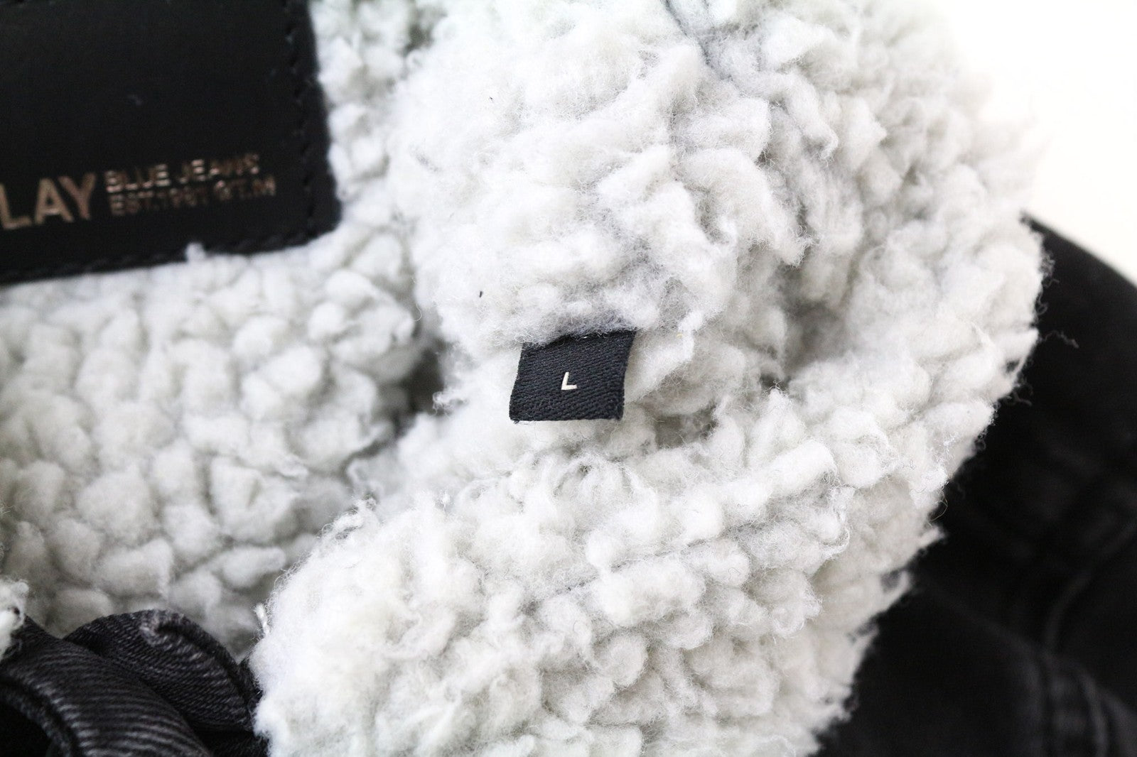 REPLAY Women's Jacket L Black Collared Washed Stretch Cotton Denim Lined Casual