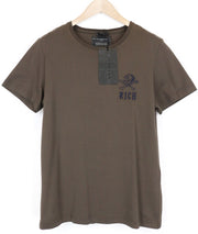 RICHMOND Men's T-Shirt L Brown Cotton Pullover Skull Logo Short Sleeved Casual