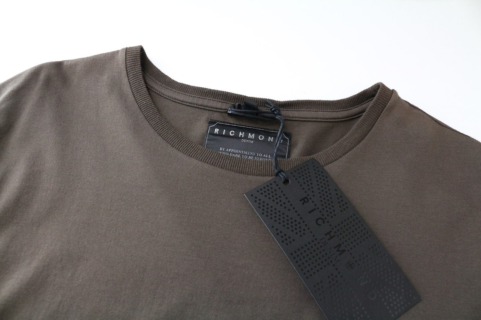 RICHMOND Men's T-Shirt L Brown Cotton Pullover Skull Logo Short Sleeved Casual