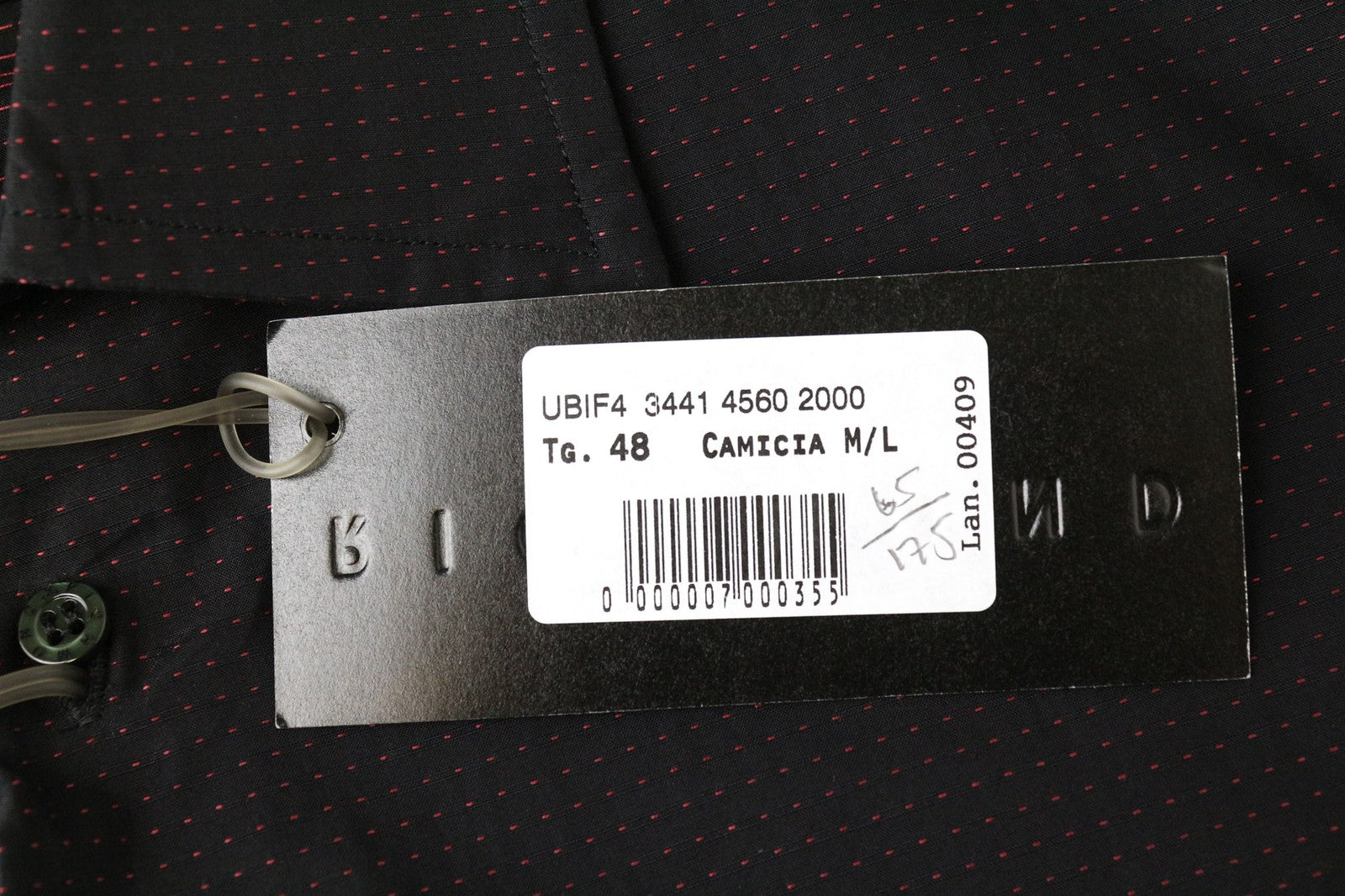 RICHMOND Men's Shirt 48 Navy Dark Pink Dot Pattern Long Sleeve Pure Cotton