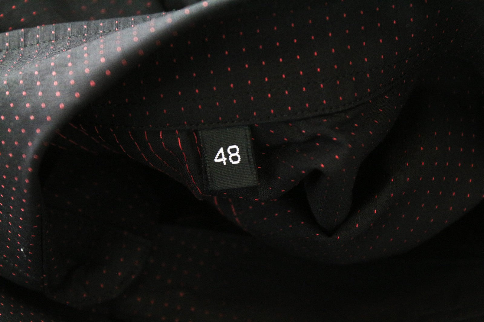 RICHMOND Men's Shirt 48 Navy Dark Pink Dot Pattern Long Sleeve Pure Cotton