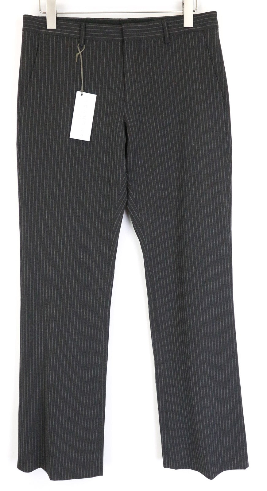 RICHMOND Men's Trousers 48 Dark Grey Striped Stretch Pleated Classic Pattern