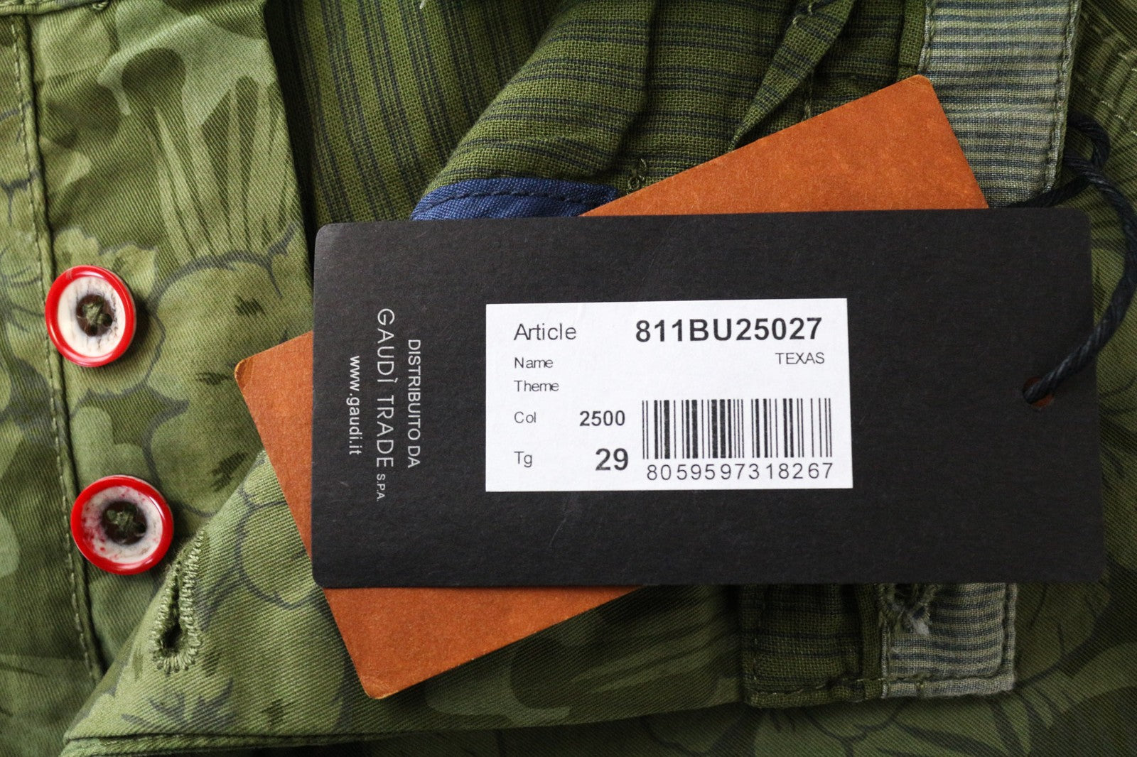 GAUDI JEANS Men's Shorts W29 Green Cargo Lined Pure Cotton Floral Print Style