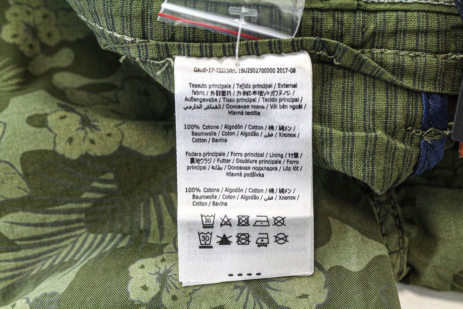 GAUDI JEANS Men's Shorts W29 Green Cargo Lined Pure Cotton Floral Print Style