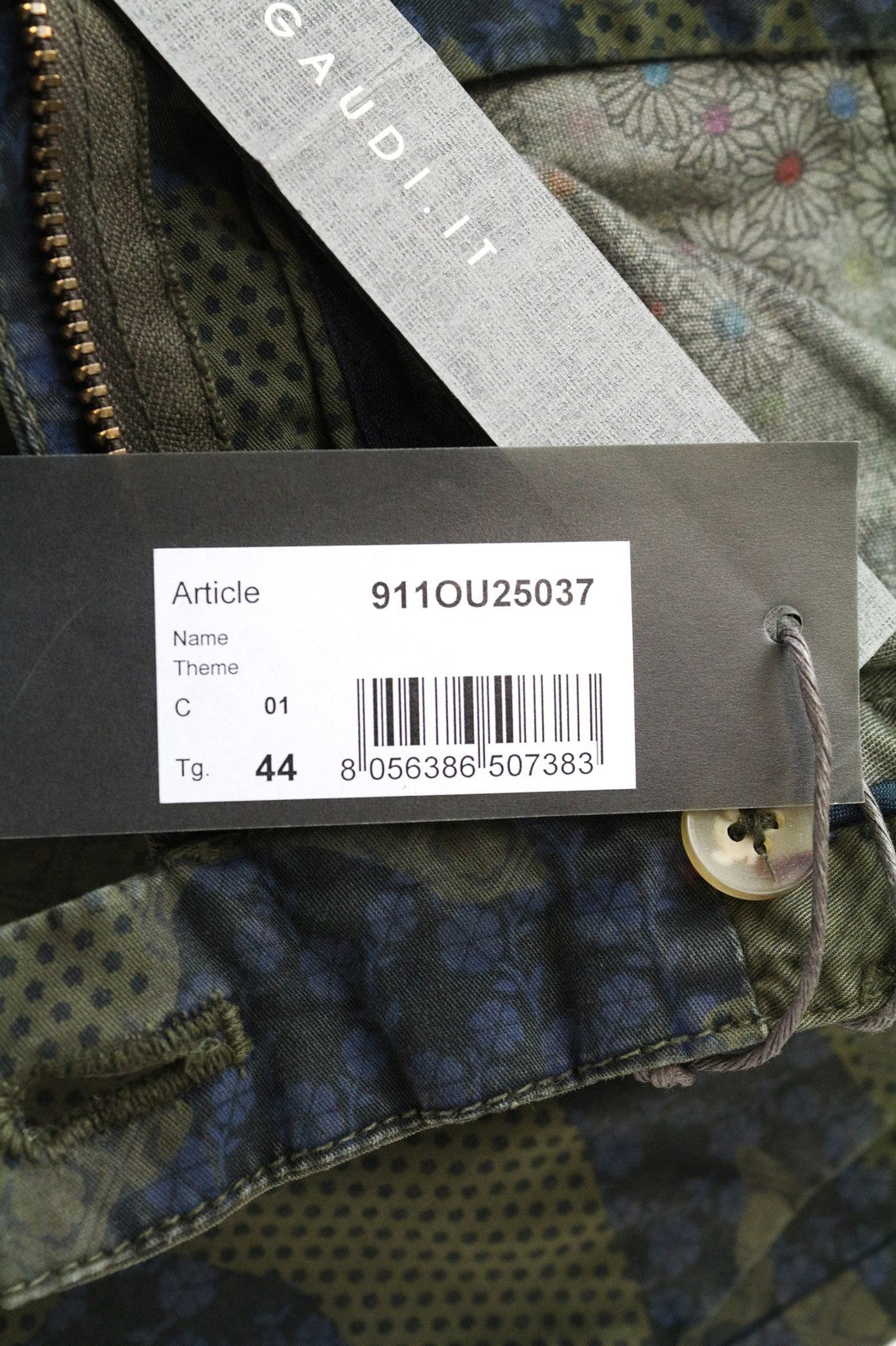 GAUDI vyriški šortai 44 W30 žali mėlyni raštuoti medvilniniai tamprūs laisvalaikio vasariniai drabužiai 