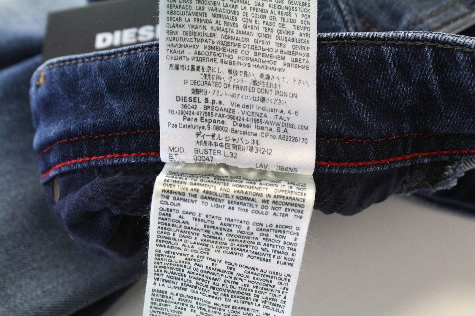 DIESEL Buster 084NS Men's Jeans W28/L32 Blue Tapered Slim Cotton Stretch Washed