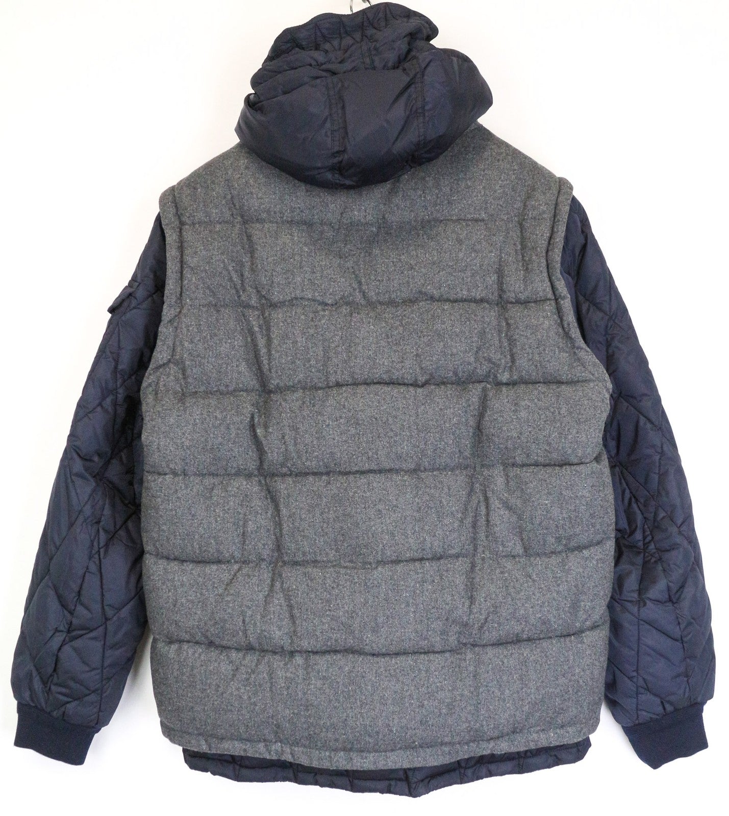 SCOTCH & SODA Men's Puffer Jacket XL Grey Wool Blend Padded Hooded Melange