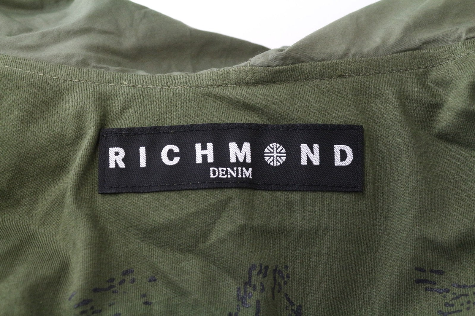 RICHMOND Men's Jacket IT48 Olive Green Hooded Windbreaker Ribbed Logo Casual