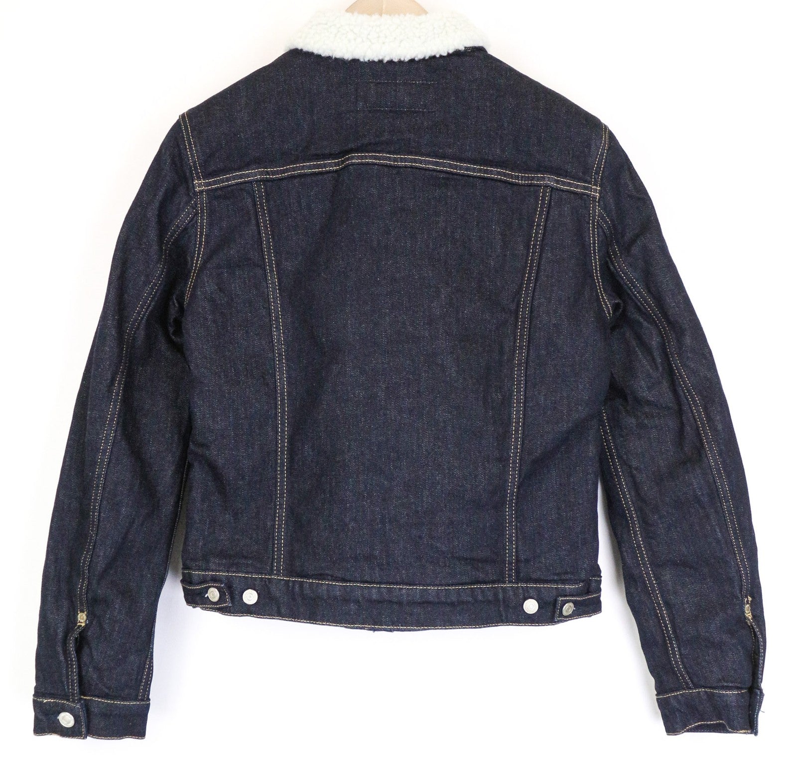 REPLAY Women's Denim Jacket M Blue Short Stretch Teddy Lined Collared Button