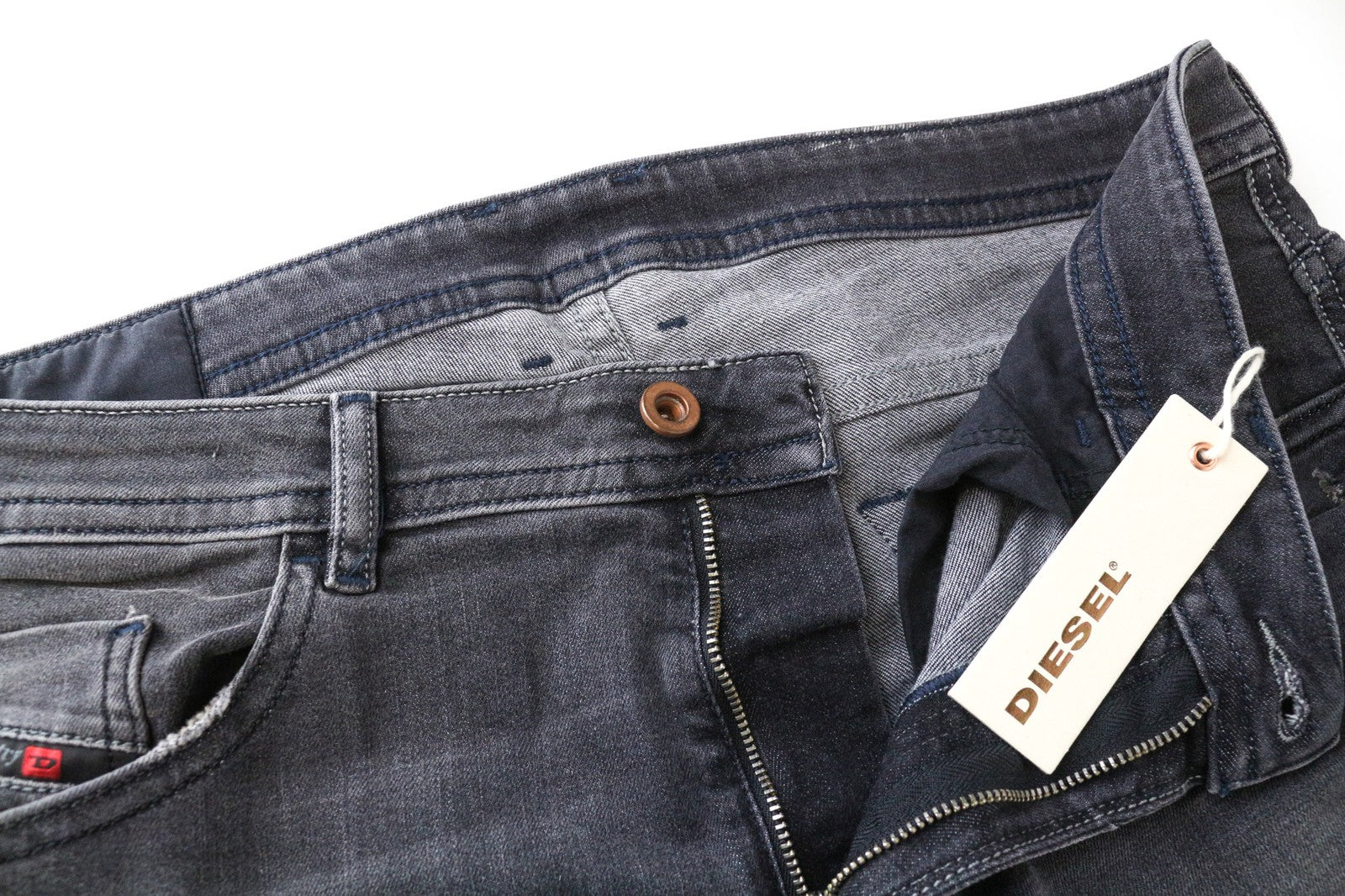 DIESEL Thommer 069DM Men's Jeans W34/L32 Grey Skinny Slim Stretch Distressed