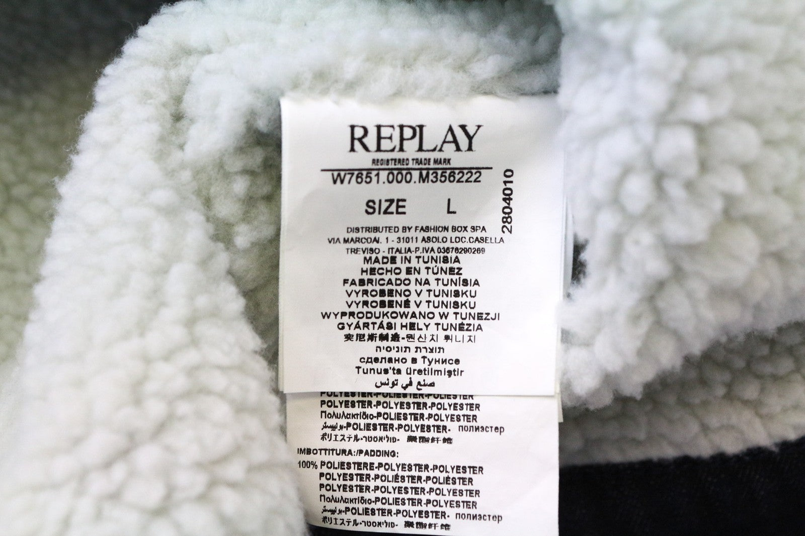 REPLAY Women's Jacket L Dark Blue Denim Cotton Faux Fur Teddy Lined Buttoned