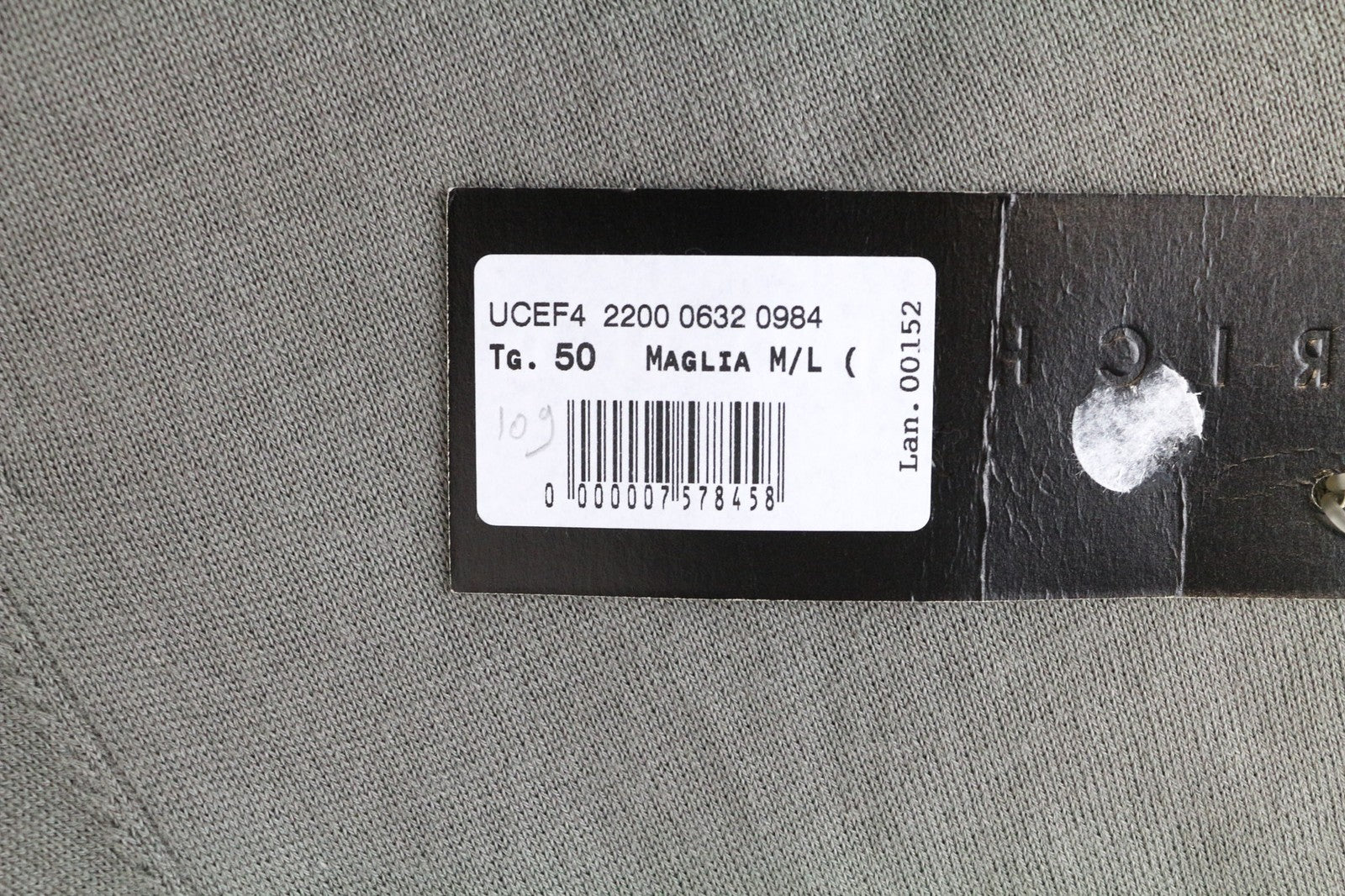 RICHMOND Men's Jumper IT50 Grey V-Neck Tight-Knit Patched Pure Cotton Sweater