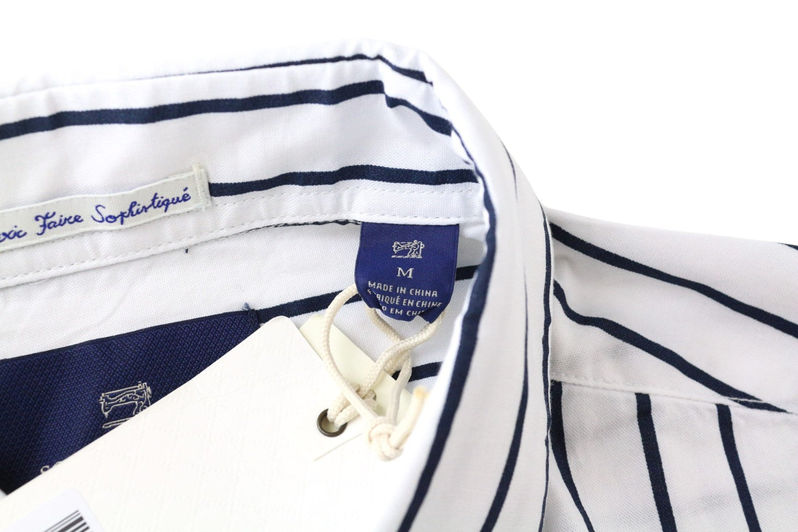 SCOTCH & SODA Men's Shirt M White Pure Cotton Pinstripe Long Classic Fitted