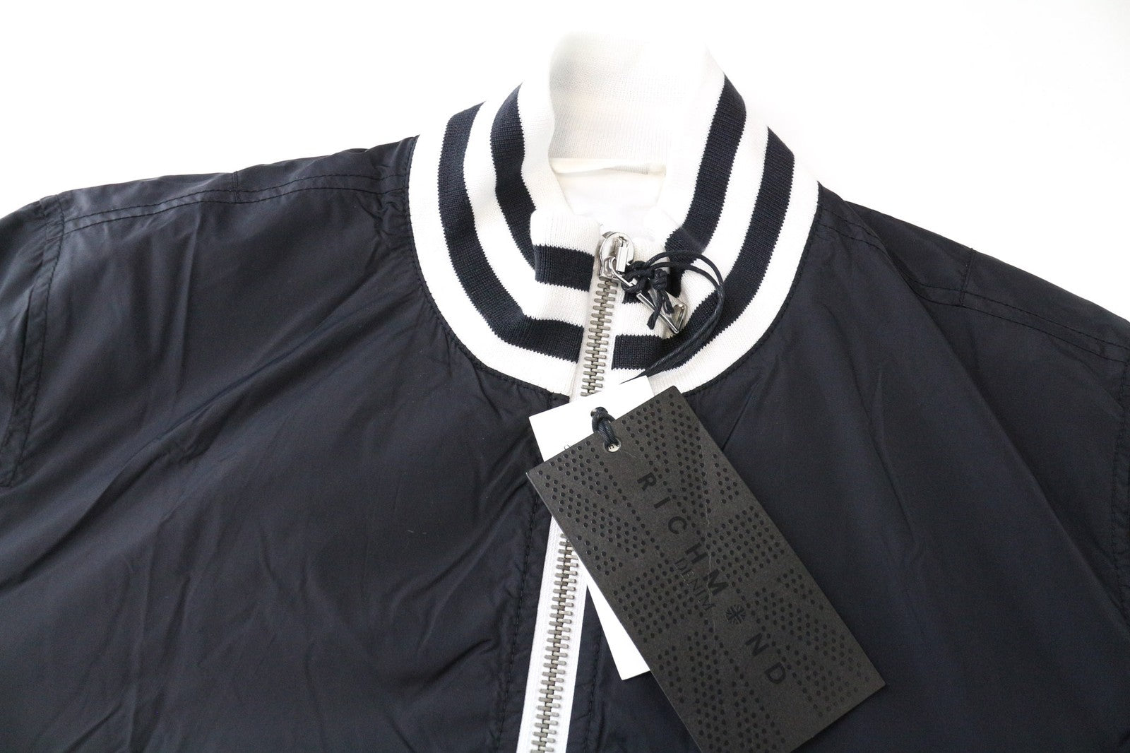 RICHMOND Men's Jacket 48 Black Casual Bomber Zipped Lightweight Long Sleeve