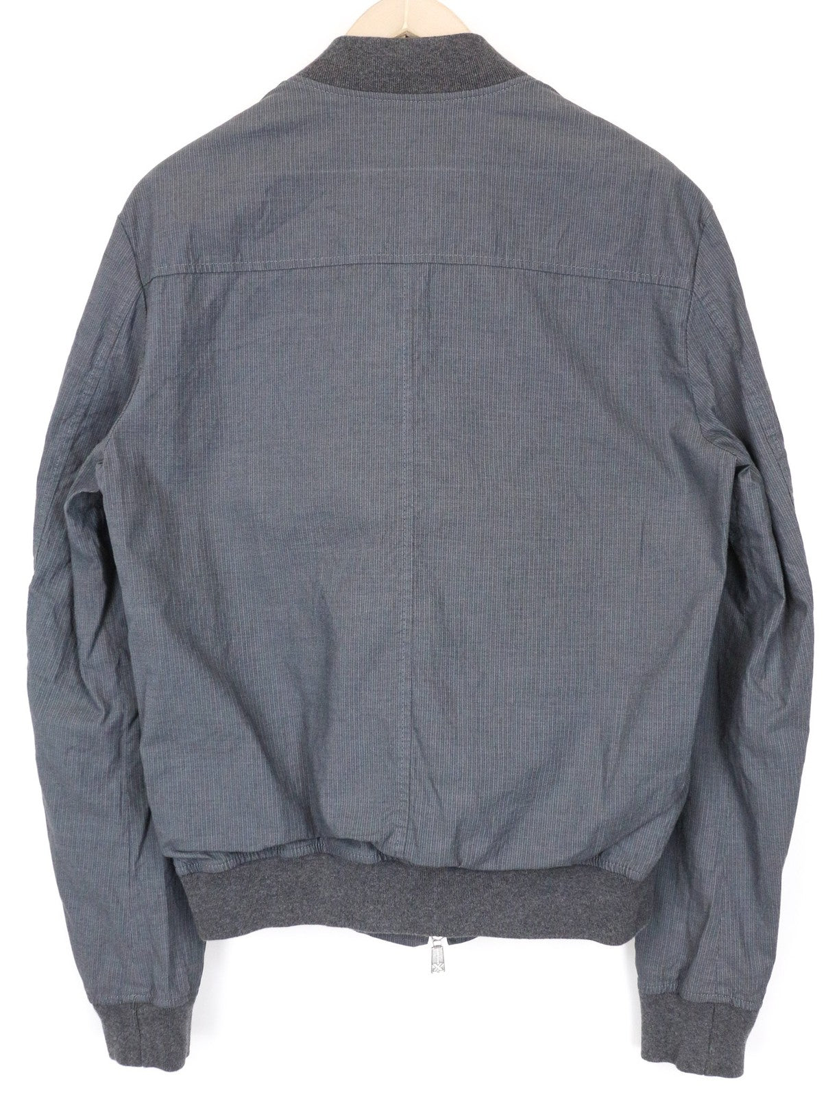 RICHMOND Men's Jacket 48 Grey Stripe Bomber Pure Cotton Lightweight Pattern