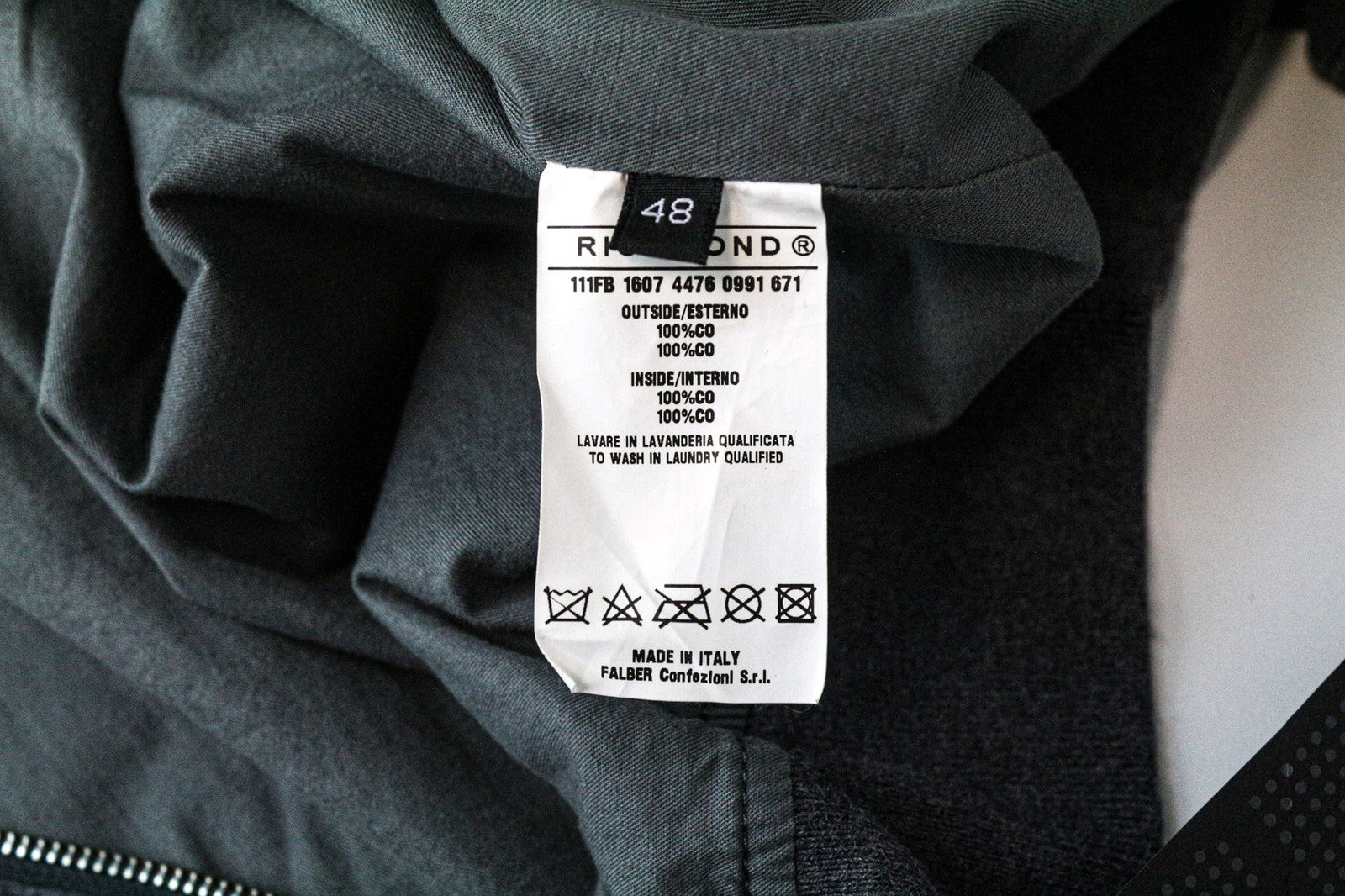 RICHMOND Men's Jacket 48 Grey Stripe Bomber Pure Cotton Lightweight Pattern