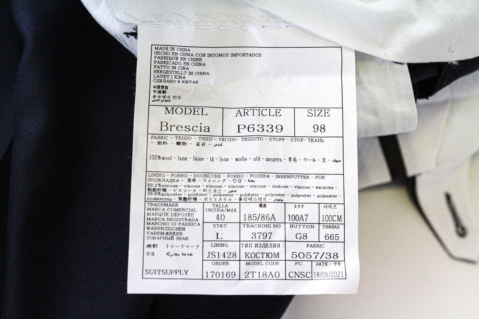 SUITSUPPLY Brescia Men's Trousers UK40L Navy Pleated Wool Lined Classic Fit