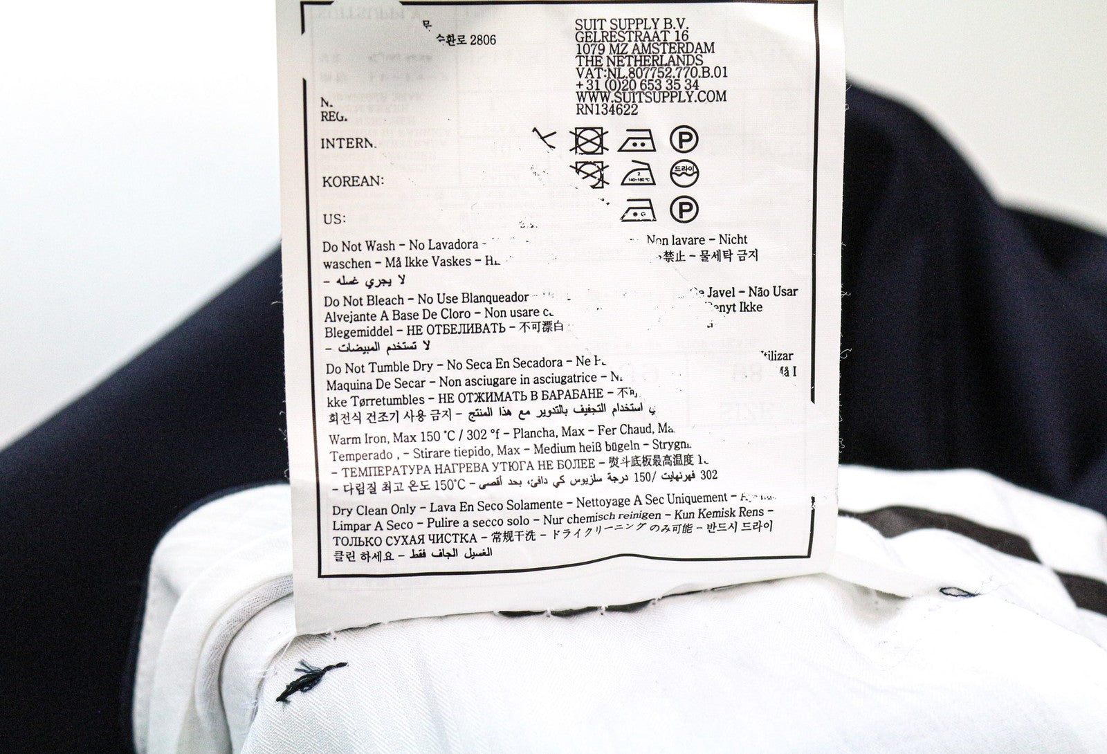 SUITSUPPLY Brescia Men's Trousers UK40L Navy Pleated Wool Lined Classic Fit