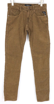 REPLAY Anbass Men's Corduroy Trousers W31/L34 Slim Fit Brown Stretch Cotton