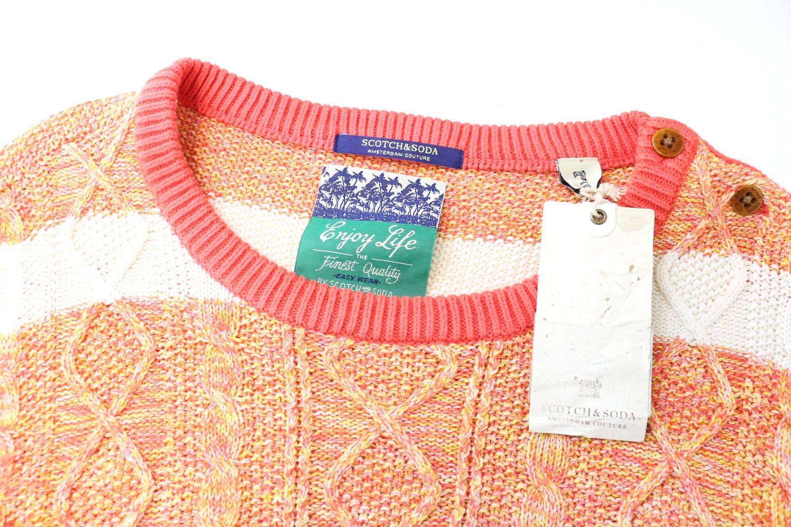 SCOTCH & SODA Ams Couture Men's Jumper L Orange Cotton Knit Long Sleeve