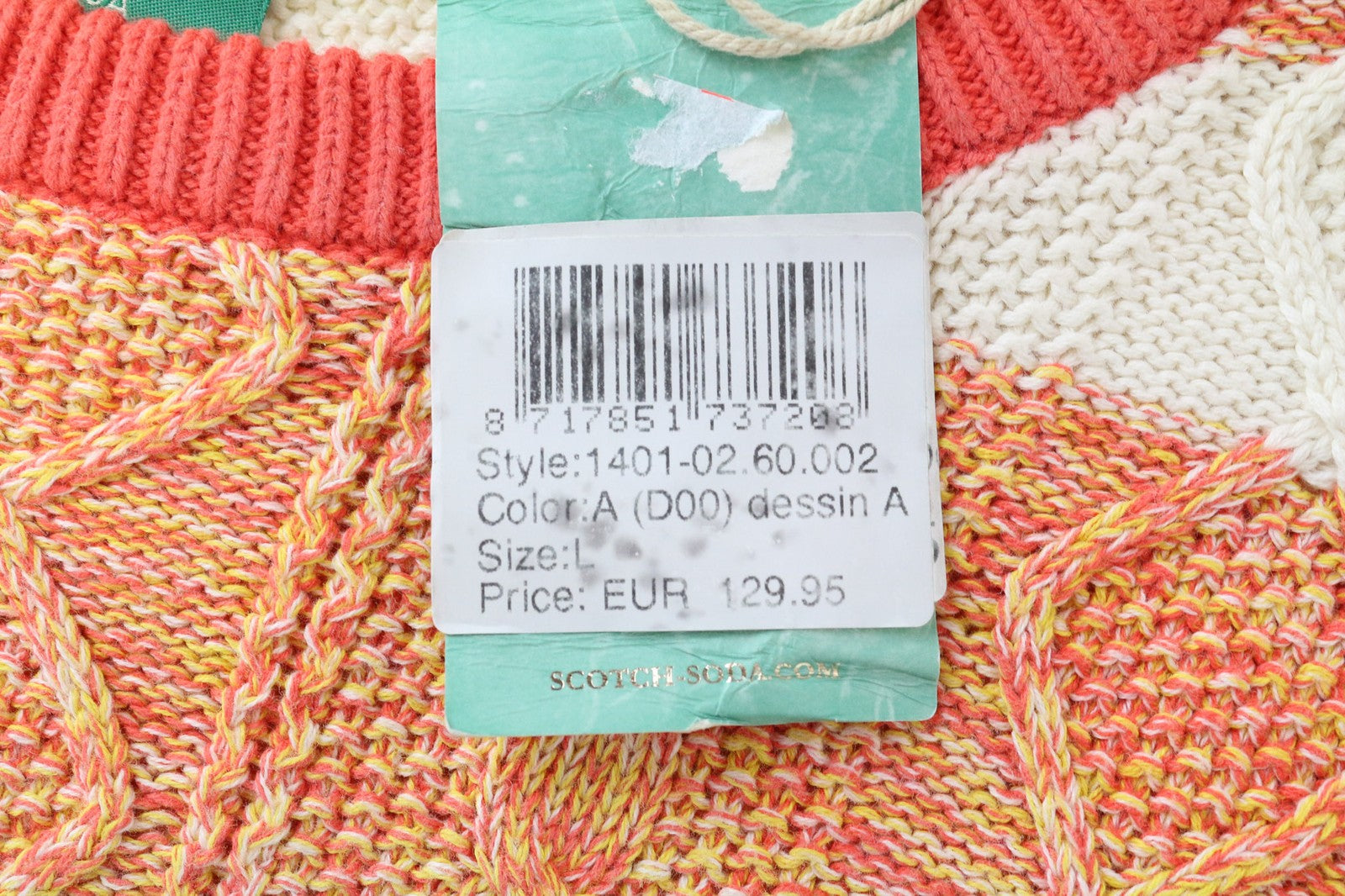 SCOTCH & SODA Ams Couture Men's Jumper L Orange Cotton Knit Long Sleeve