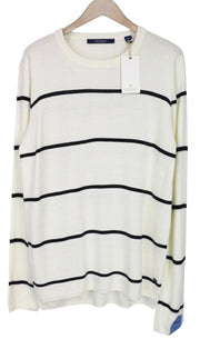 SCOTCH & SODA Ams Couture Men's Sweatshirt L Off-White Striped Cotton