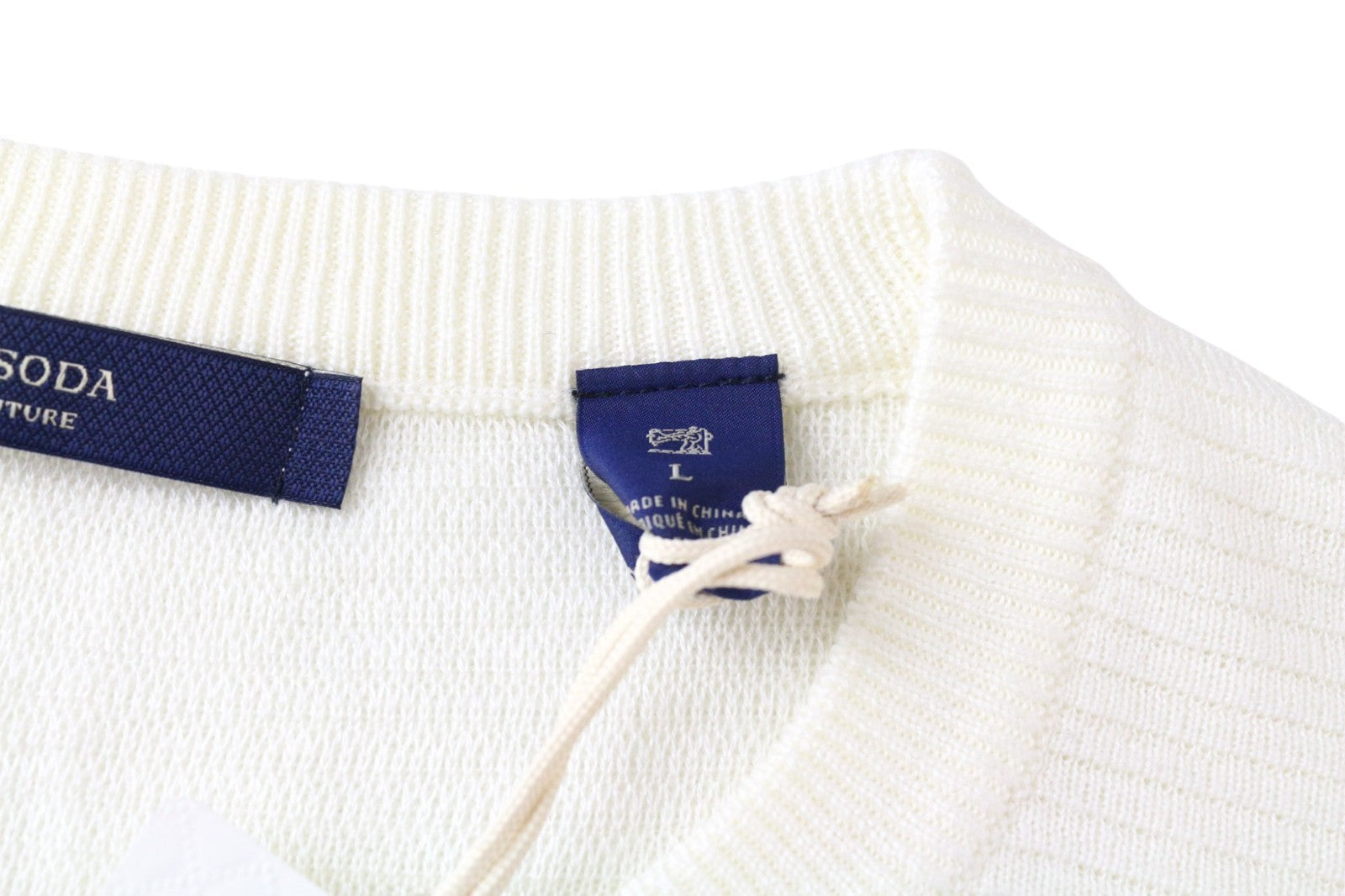 SCOTCH & SODA Ams Couture Men's Sweatshirt L Off-White Striped Cotton