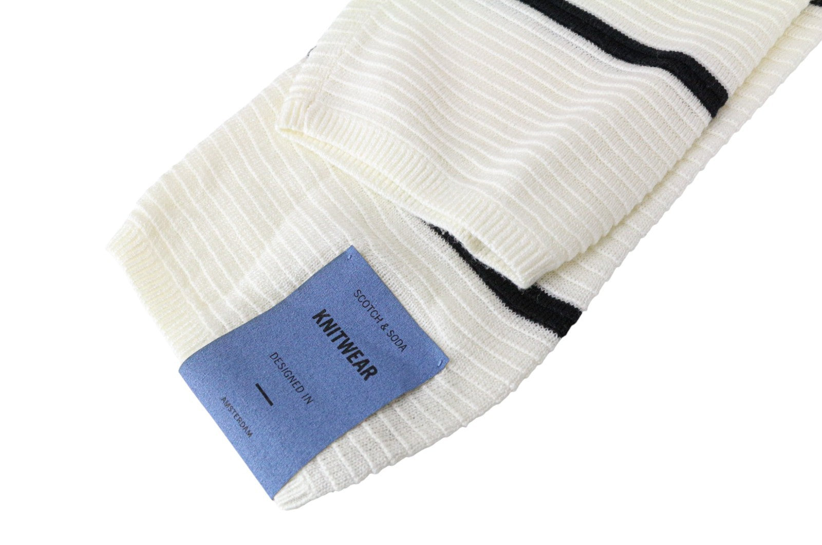 SCOTCH & SODA Ams Couture Men's Sweatshirt L Off-White Striped Cotton