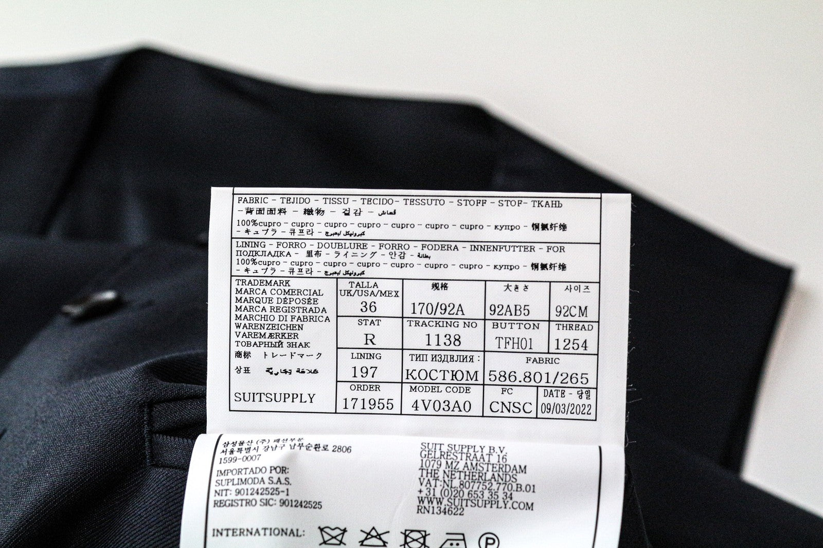 SUITSUPPLY Ferrara Men's Waistcoat UK36R Navy Blue Wool Lined Single-Breasted