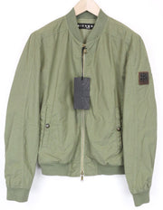RICHMOND Men's Jacket IT48 Olive Green Pure Cotton Bomber Designer Patched