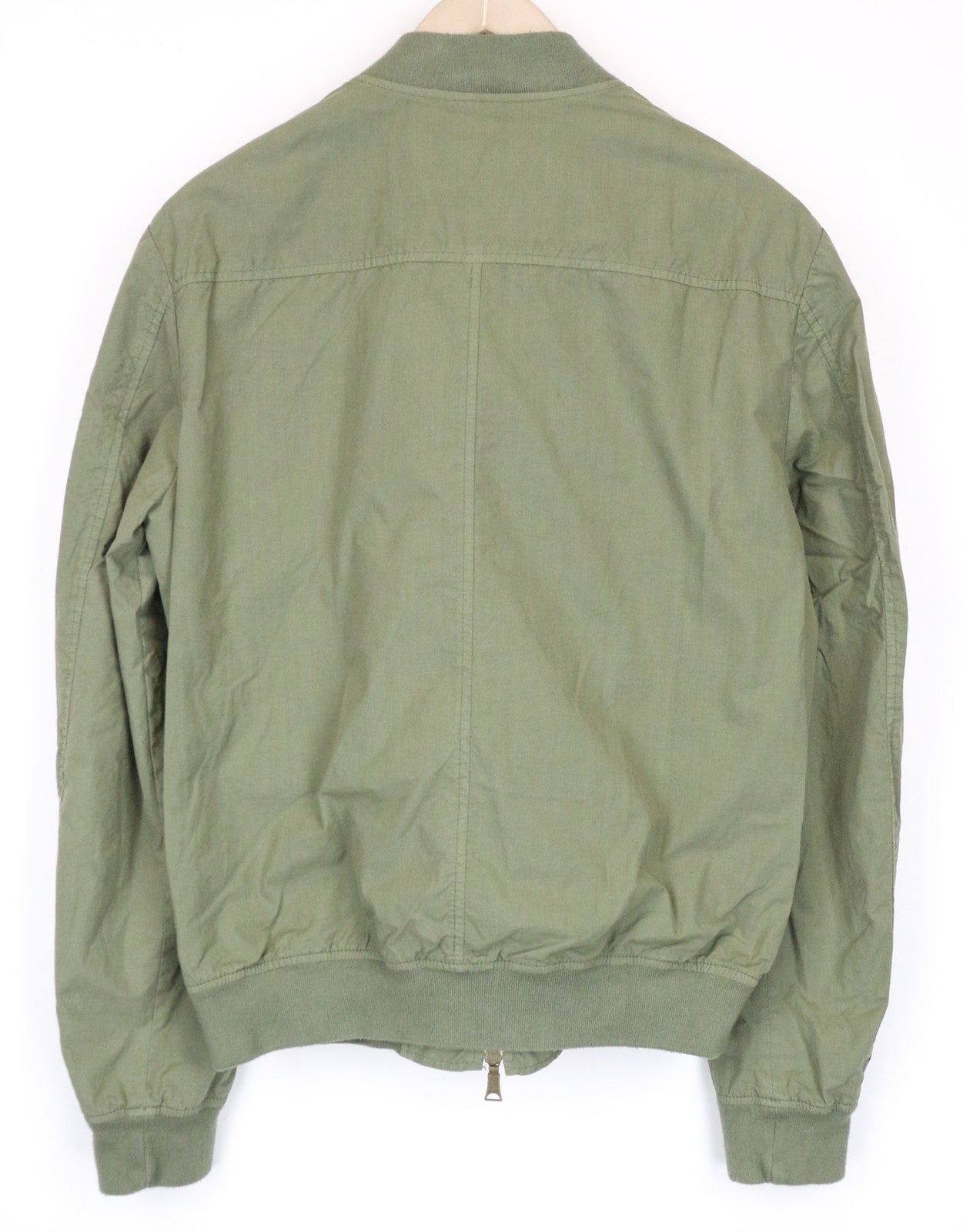 RICHMOND Men's Jacket IT48 Olive Green Pure Cotton Bomber Designer Patched