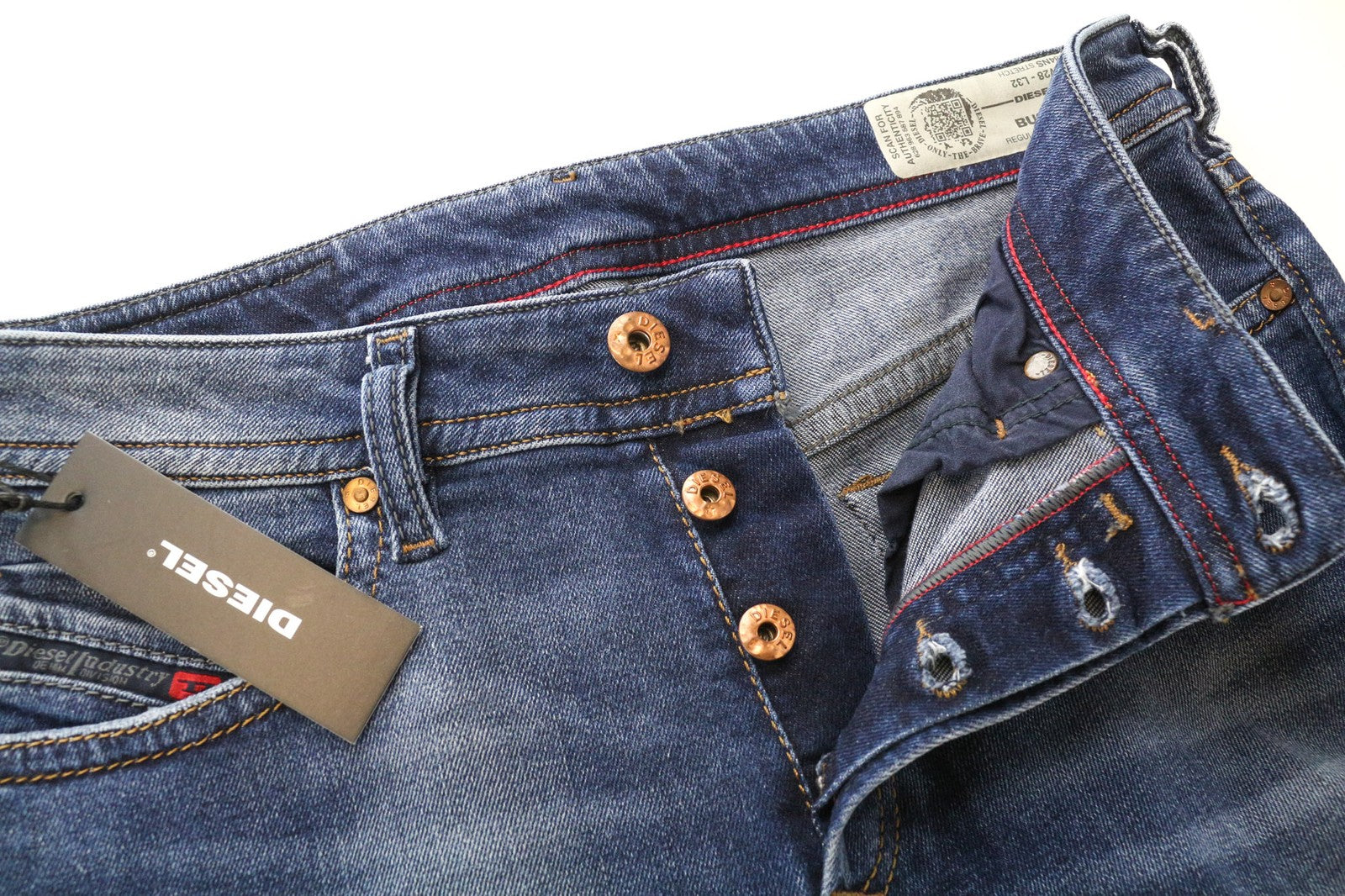 DIESEL Buster 084NS Men's Jeans W28/L32 Blue Slim Tapered Regular Fit Stretch