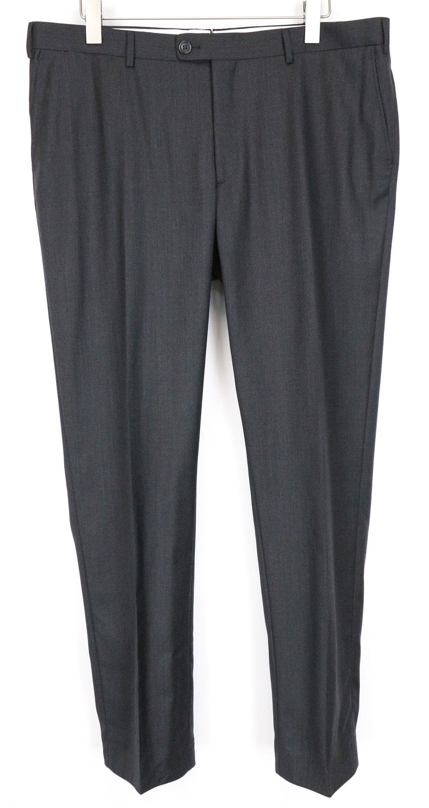 SUITSUPPLY Brescia Men's Trousers UK46S Dark Grey Melange Wool Slim Flat-Front