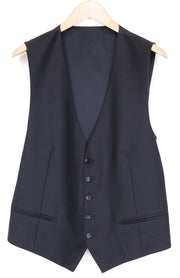 SUITSUPPLY Ferrara Men's Waistcoat UK44R Blue Slim Pure Wool V-Neck Twill Formal