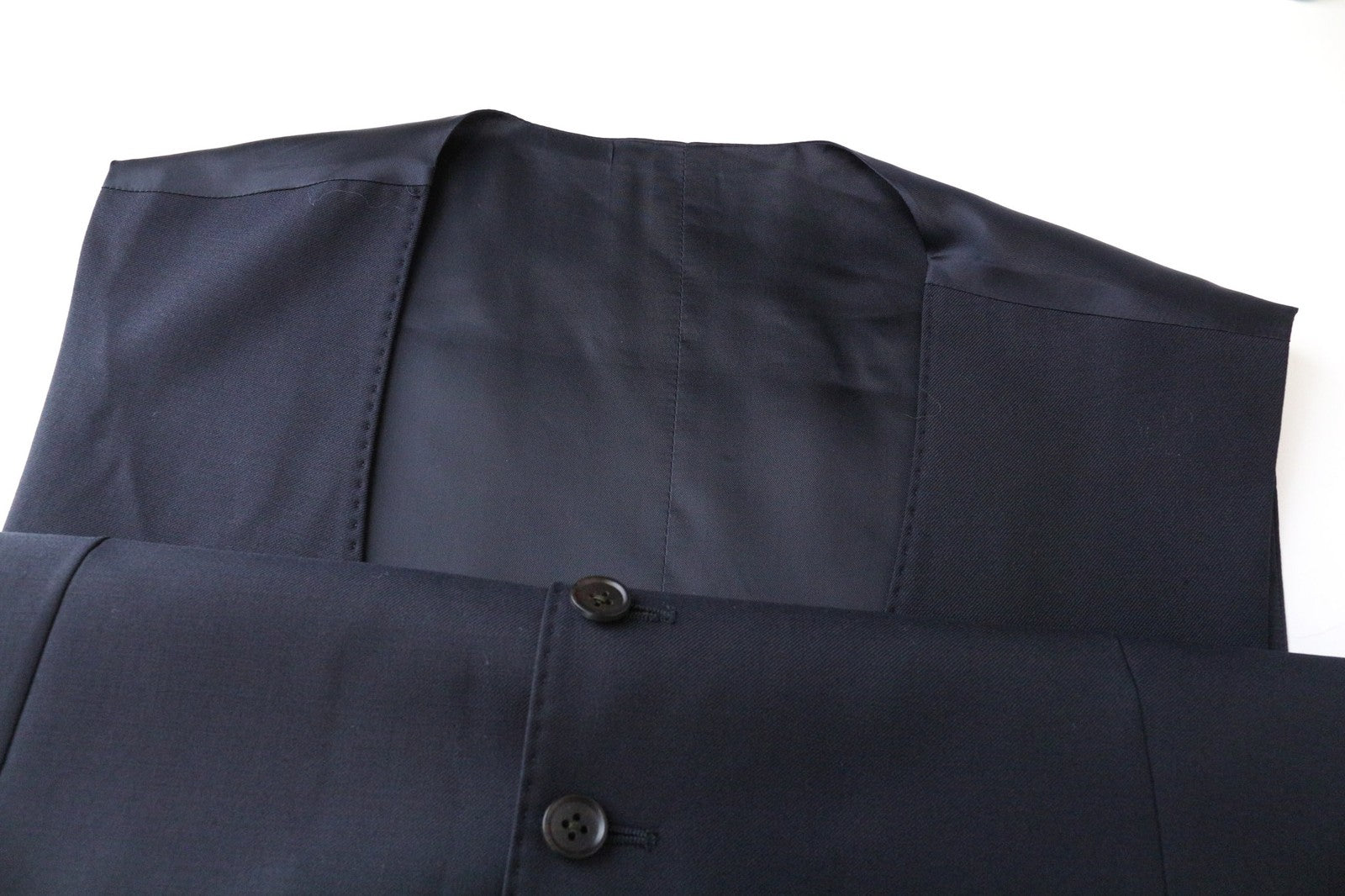 SUITSUPPLY Ferrara Men's Waistcoat UK44R Blue Slim Pure Wool V-Neck Twill Formal