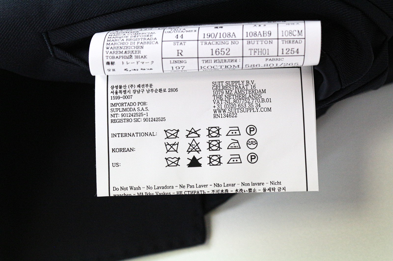 SUITSUPPLY Ferrara Men's Waistcoat UK44R Blue Slim Pure Wool V-Neck Twill Formal