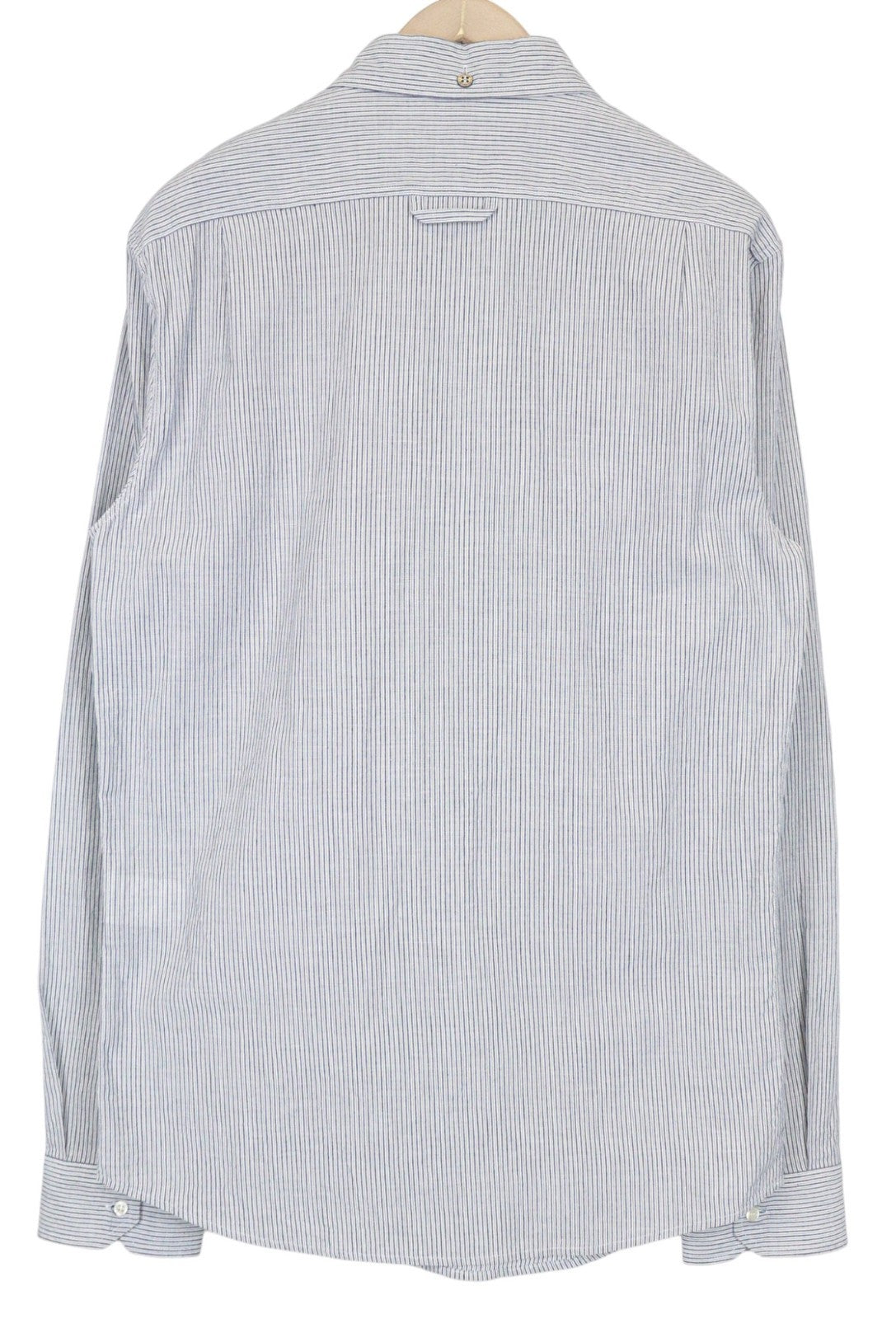 RICHMOND Men's Shirt L Blue Designer Cotton Striped Embroidered Logo Classic