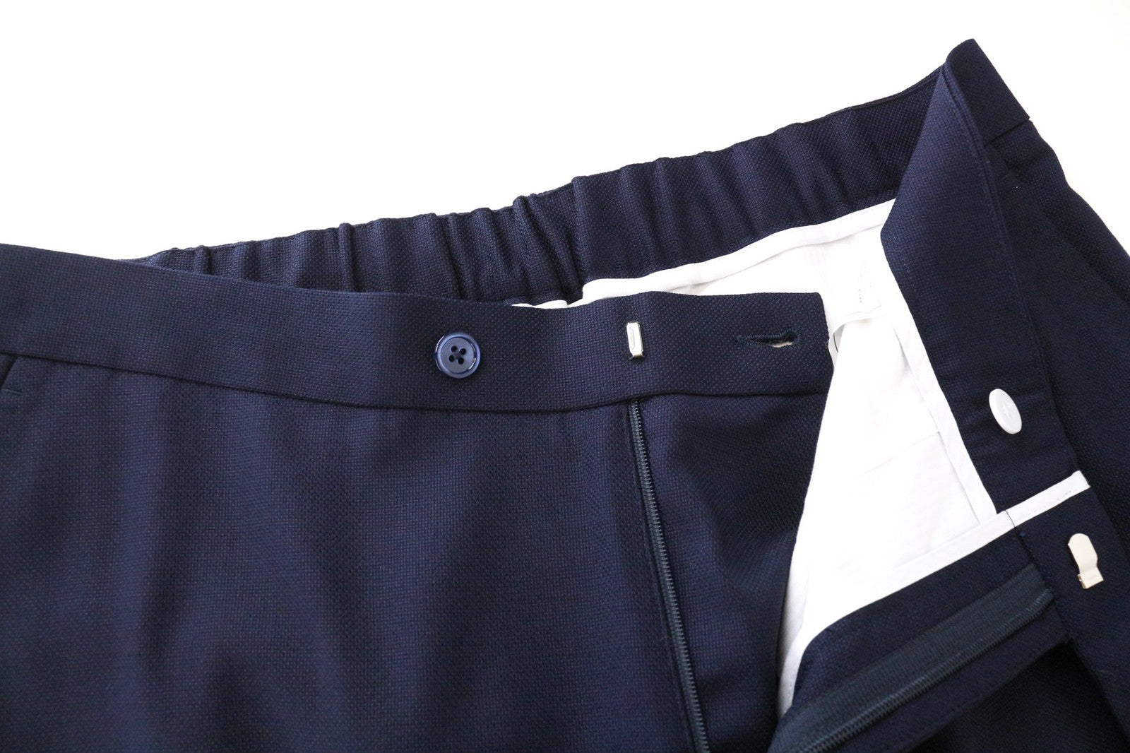 SUITSUPPLY Brescia Men's Trousers UK38S Navy Wool Stretch Slim Pleated Lined