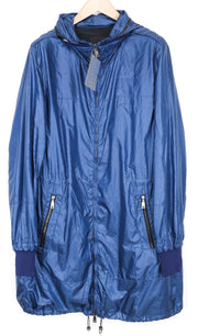 RICHMOND Men's Jacket 48 Blue Lightweight Hooded Zip Coat Long Sleeved