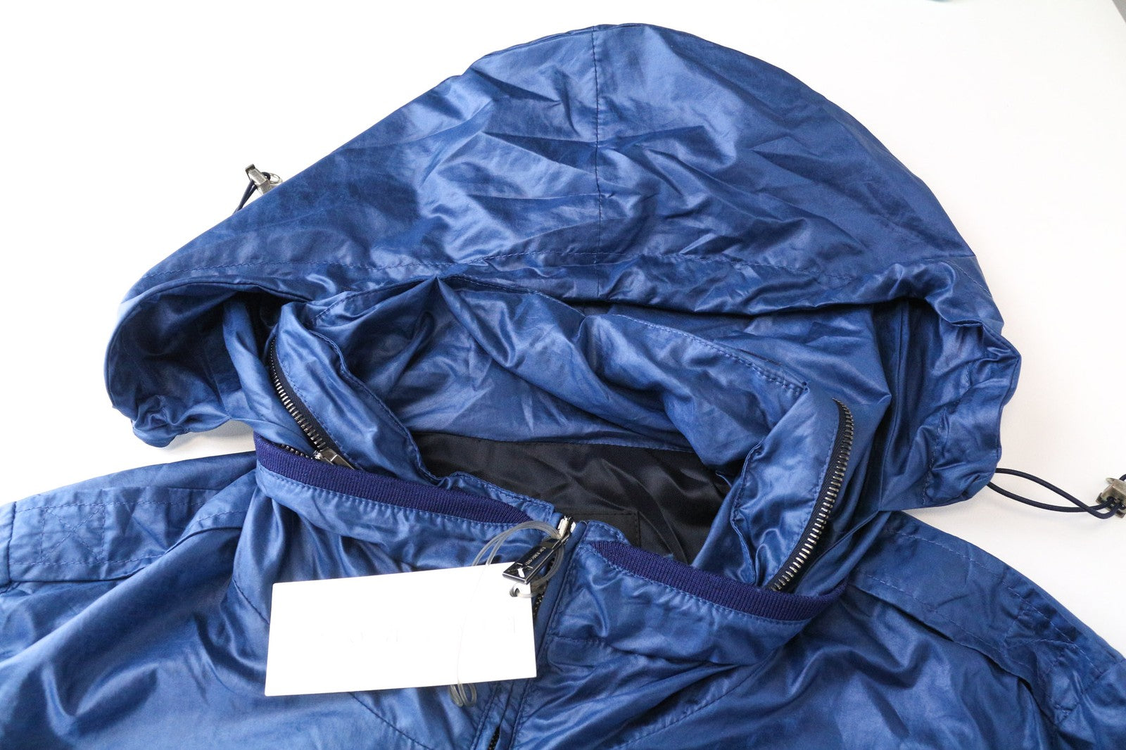 RICHMOND Men's Jacket 48 Blue Lightweight Hooded Zip Coat Long Sleeved