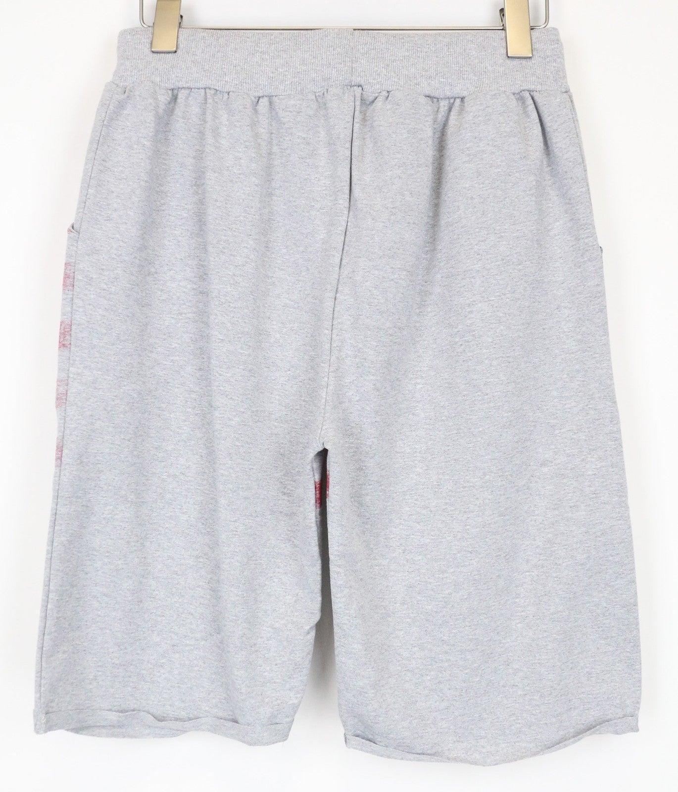 VKING Men's Shorts XL Grey Cotton Stretch Drawstring Pull-On Ripped Logo Faded