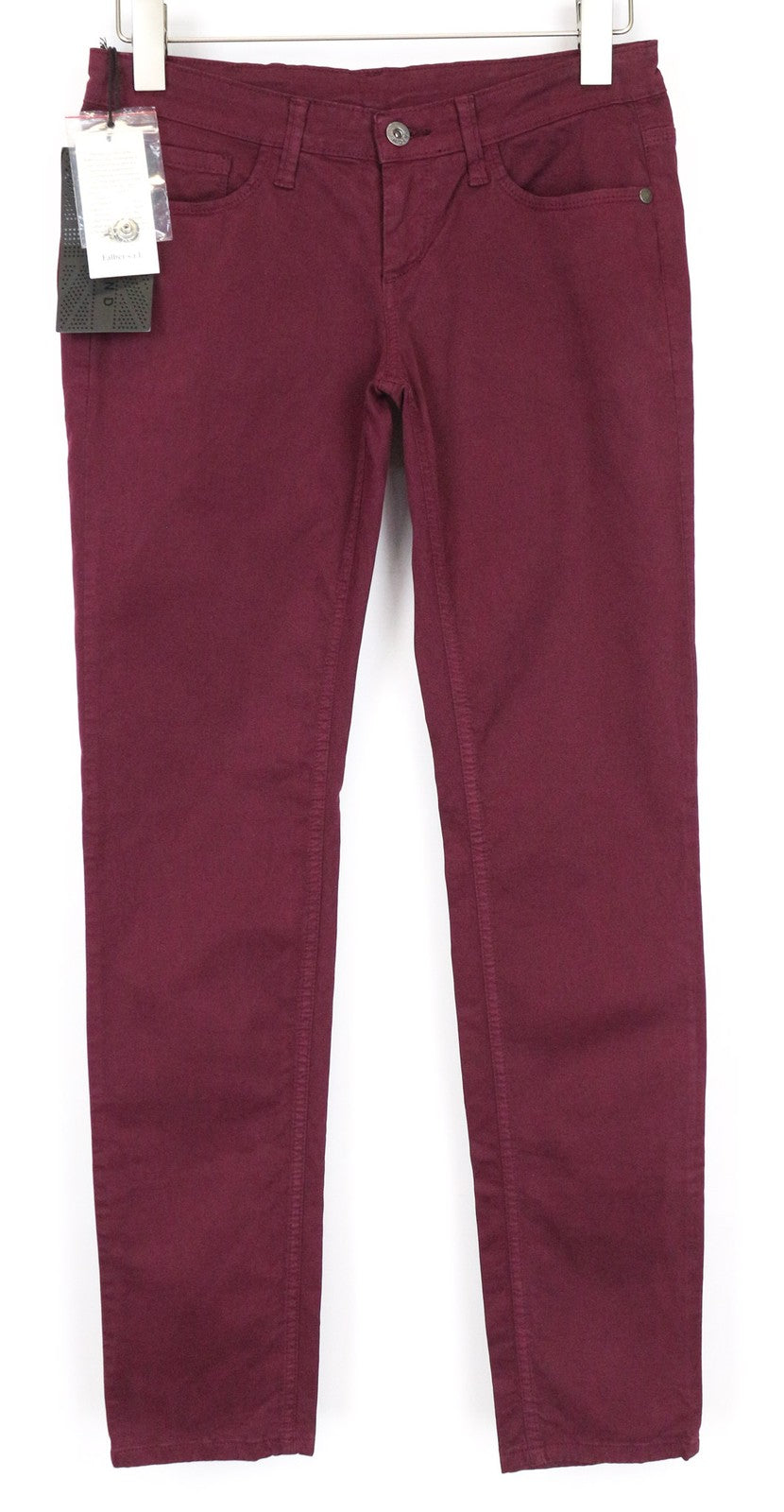 RICHMOND Punk Women's Trousers 28 Purple Slim Stretch Cotton Flat Front Casual