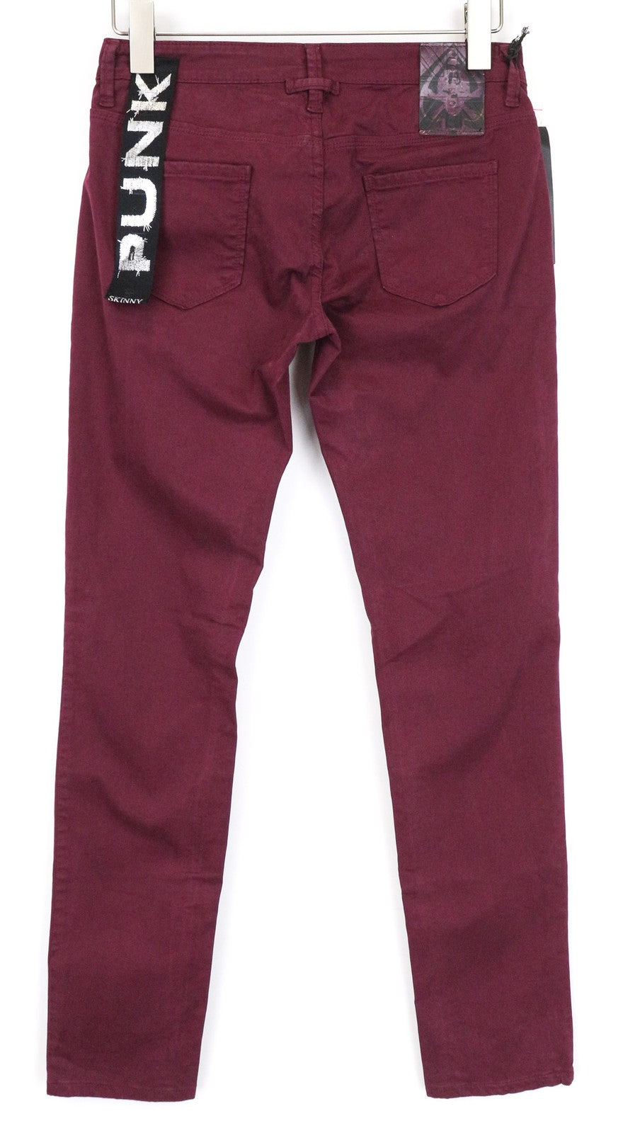 RICHMOND Punk Women's Trousers 28 Purple Slim Stretch Cotton Flat Front Casual