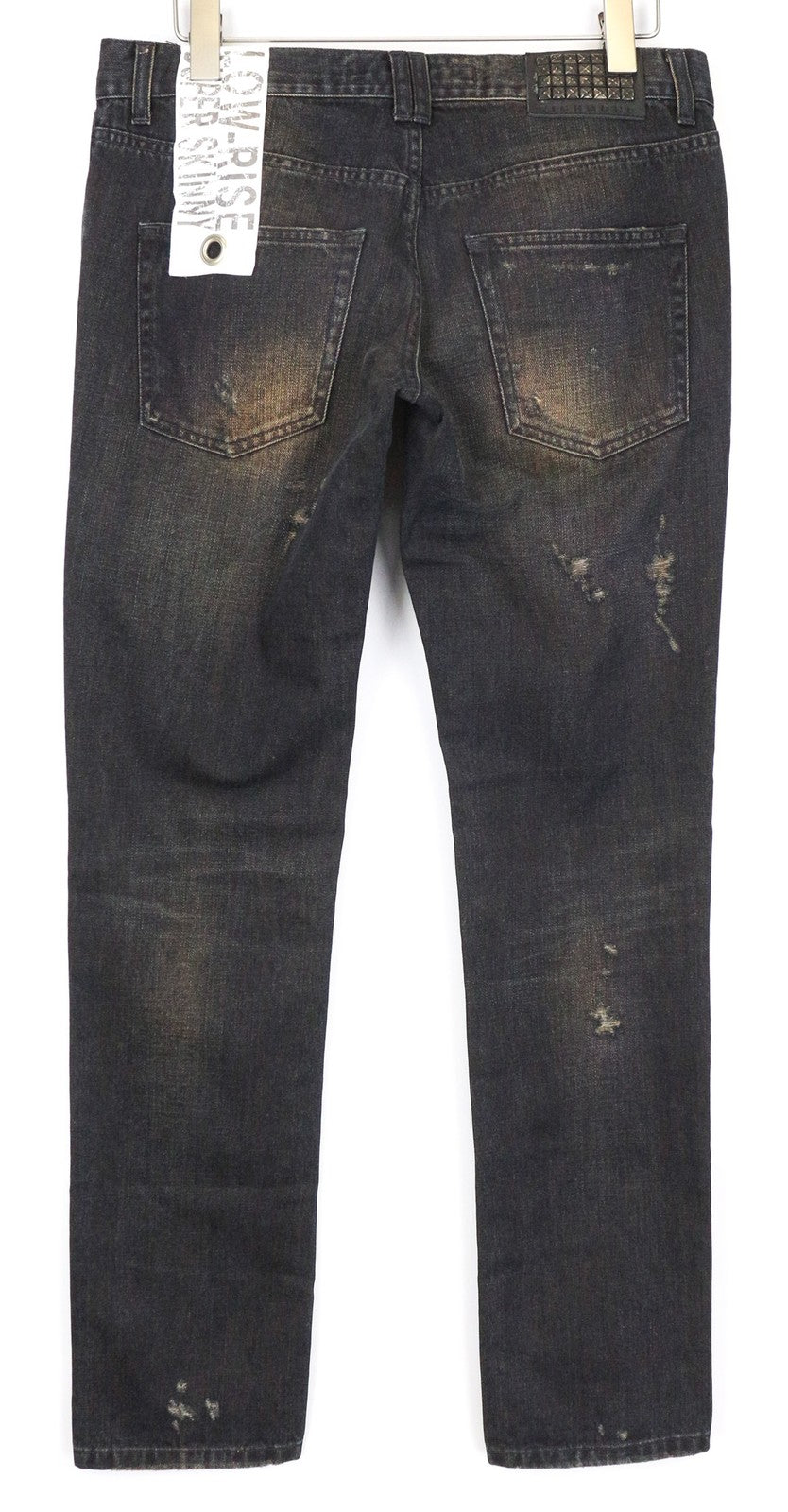 RICHMOND Men's Jeans W32 Dark Blue Aged Look Skinny Low Waist Pure Cotton